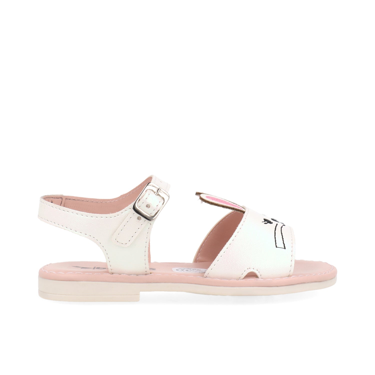 Sandalia con diseño de conejito Vazza color Blanco aperlado para niña