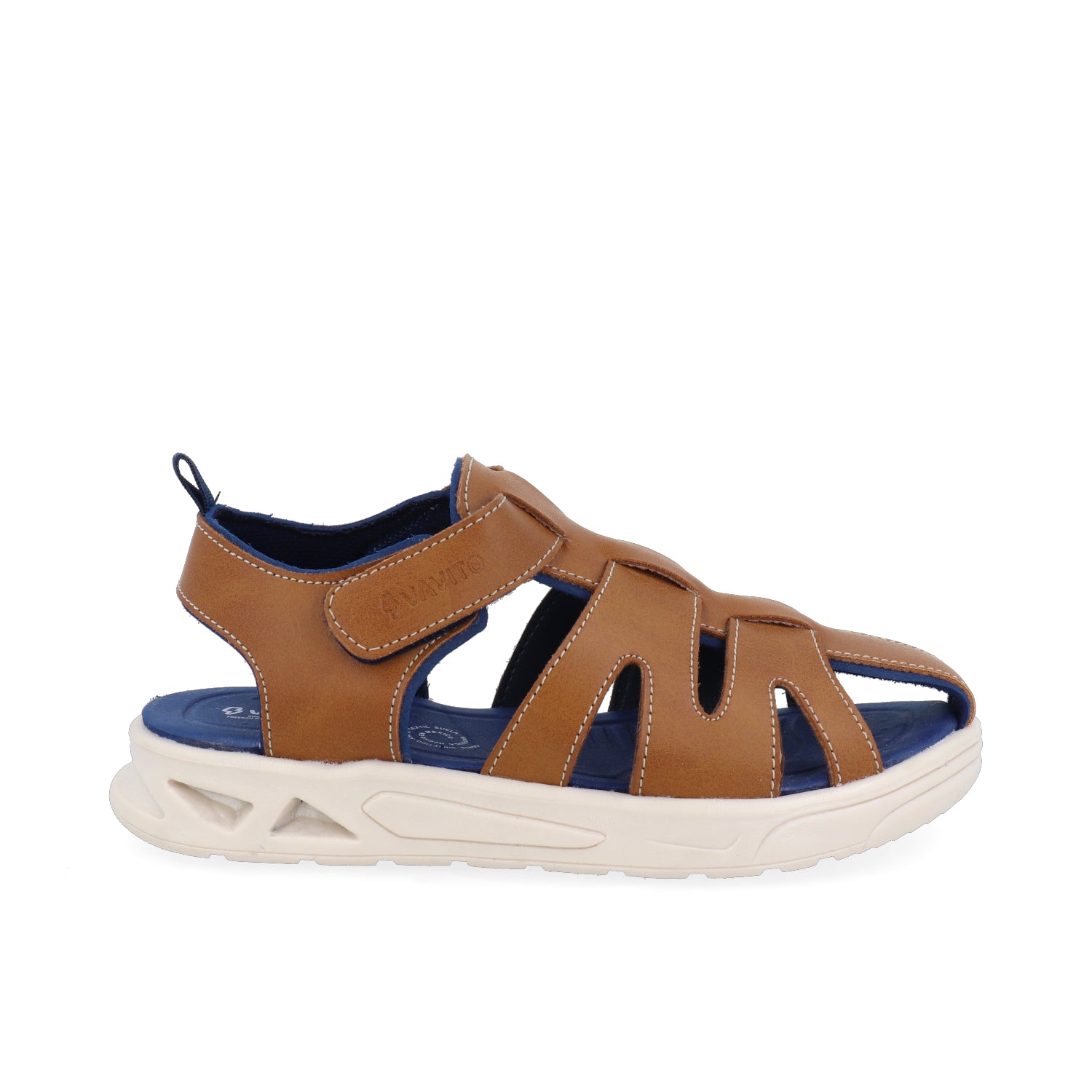 Sandalia Casual Vazza color Camel para Niño con ajuste Velcro
