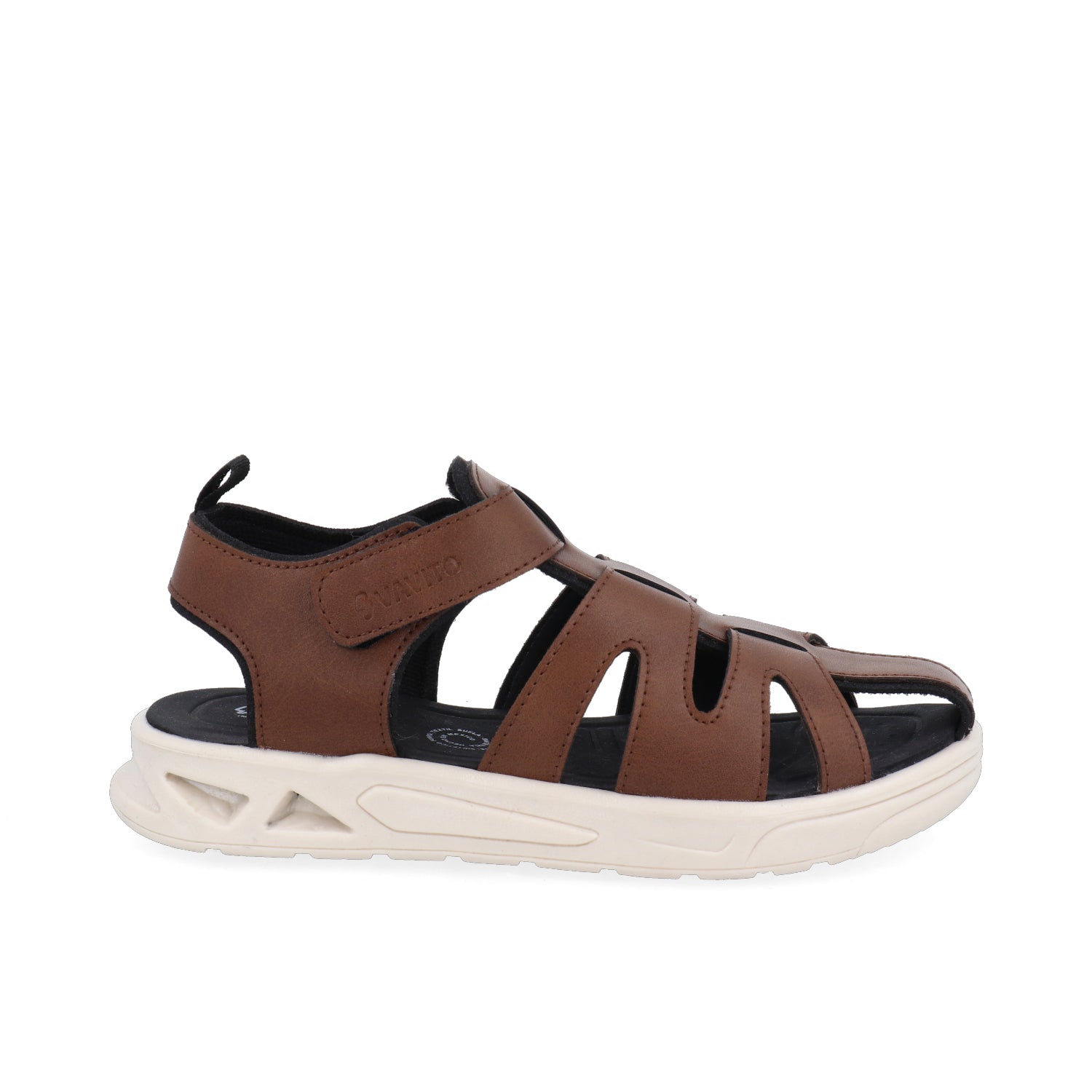 Sandalia Casual Vazza color Cognac para Niño con ajuste de Velcro