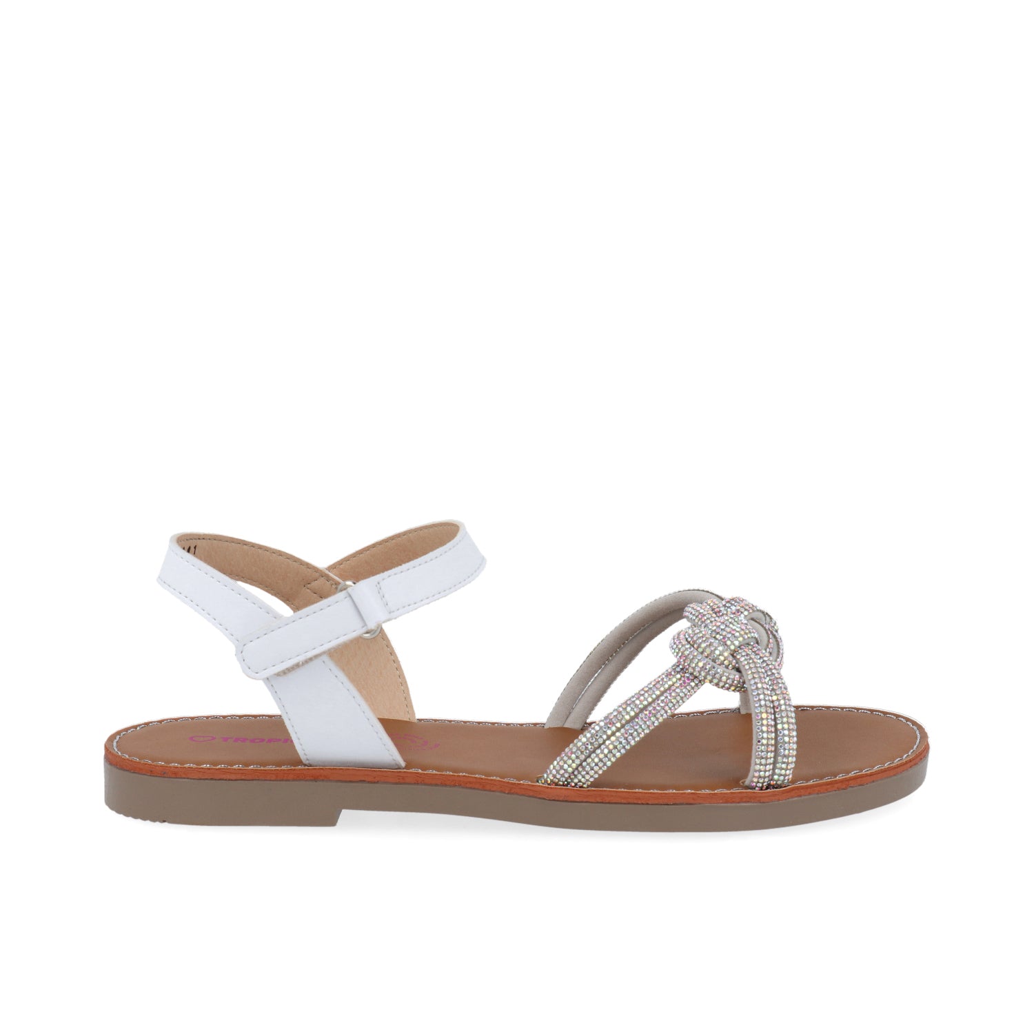 Sandalia Casual Vazza color Blanco para Junior Niña con Brillos
