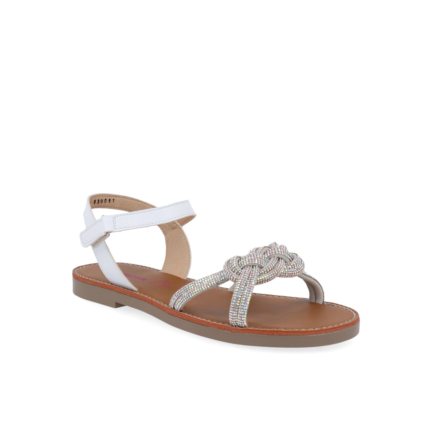 Sandalia Casual Vazza color Blanco para Junior Niña con Brillos