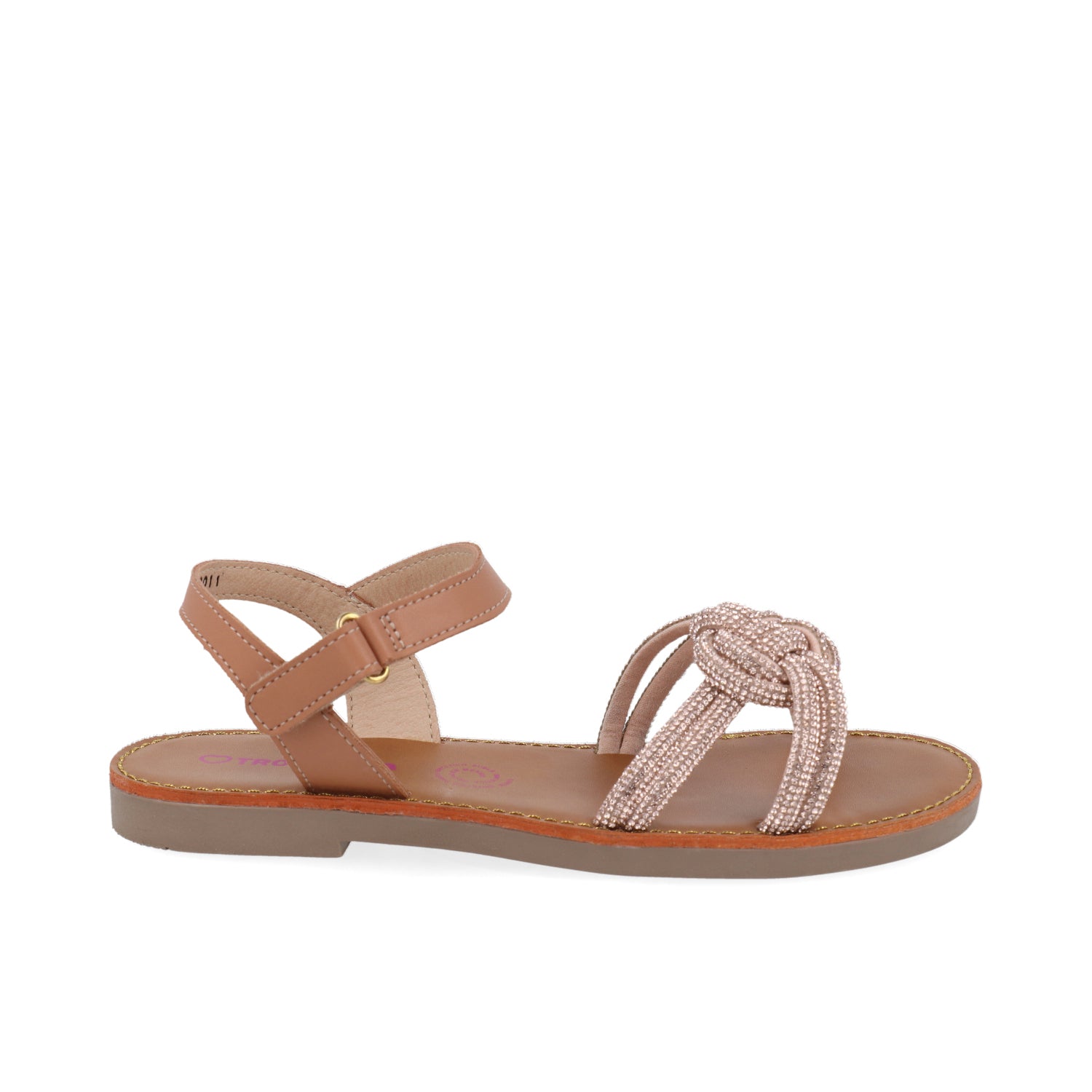 Sandalia Casual Vazza color Camel para Junior Niña con Brillos