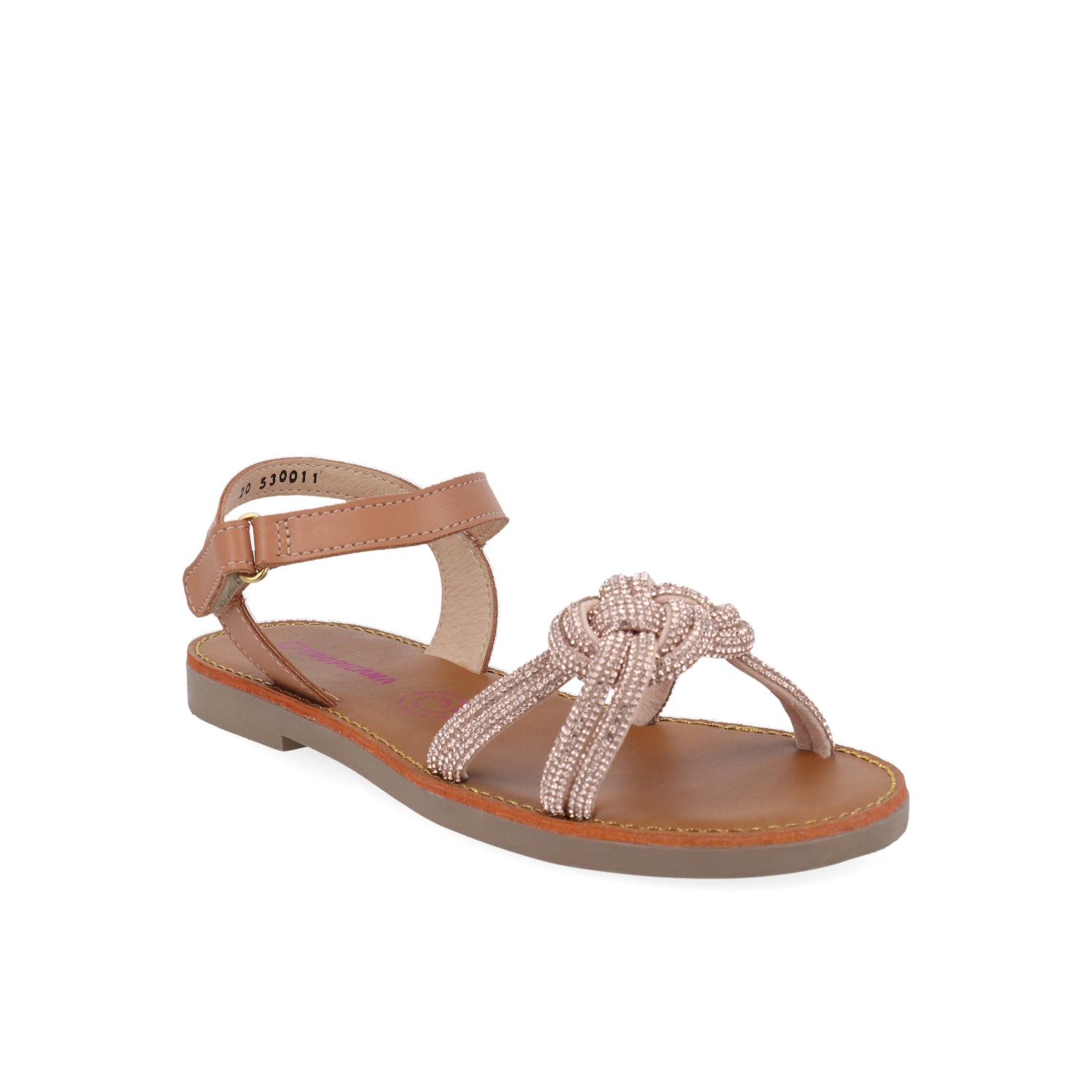 Sandalia Casual Vazza color Camel para Junior Niña con Brillos