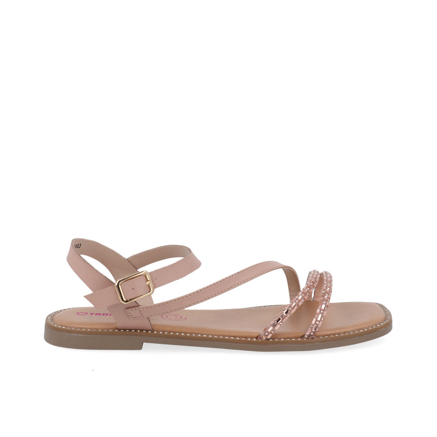 Sandalia Casual Vazza color Beige para Junior Niña con Brillos