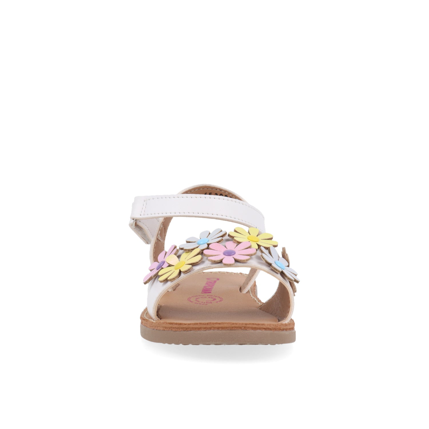 Sandalia Casual Vazza color Blanco para niña con detalle de flores
