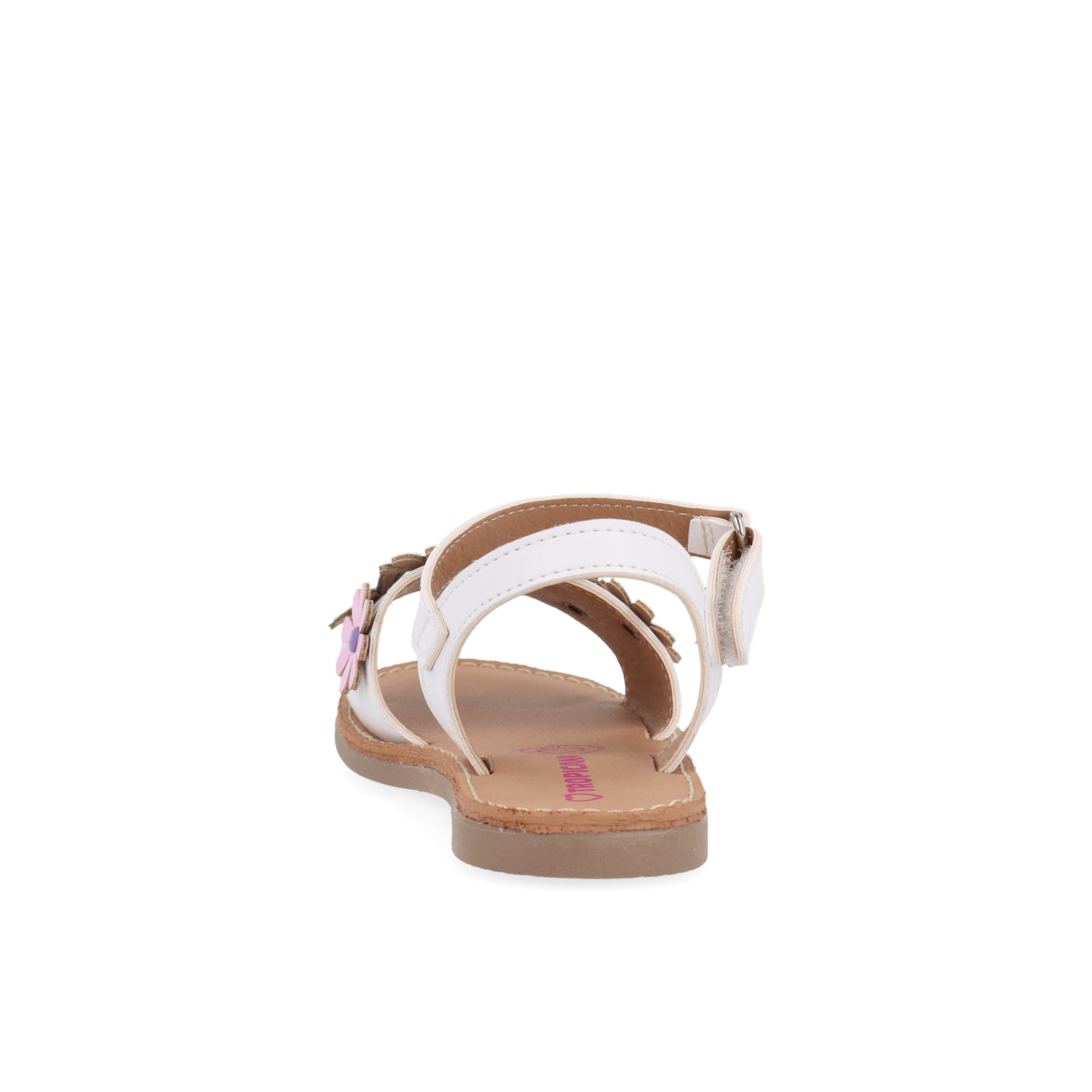 Sandalia Casual Vazza color Blanco para niña con detalle de flores