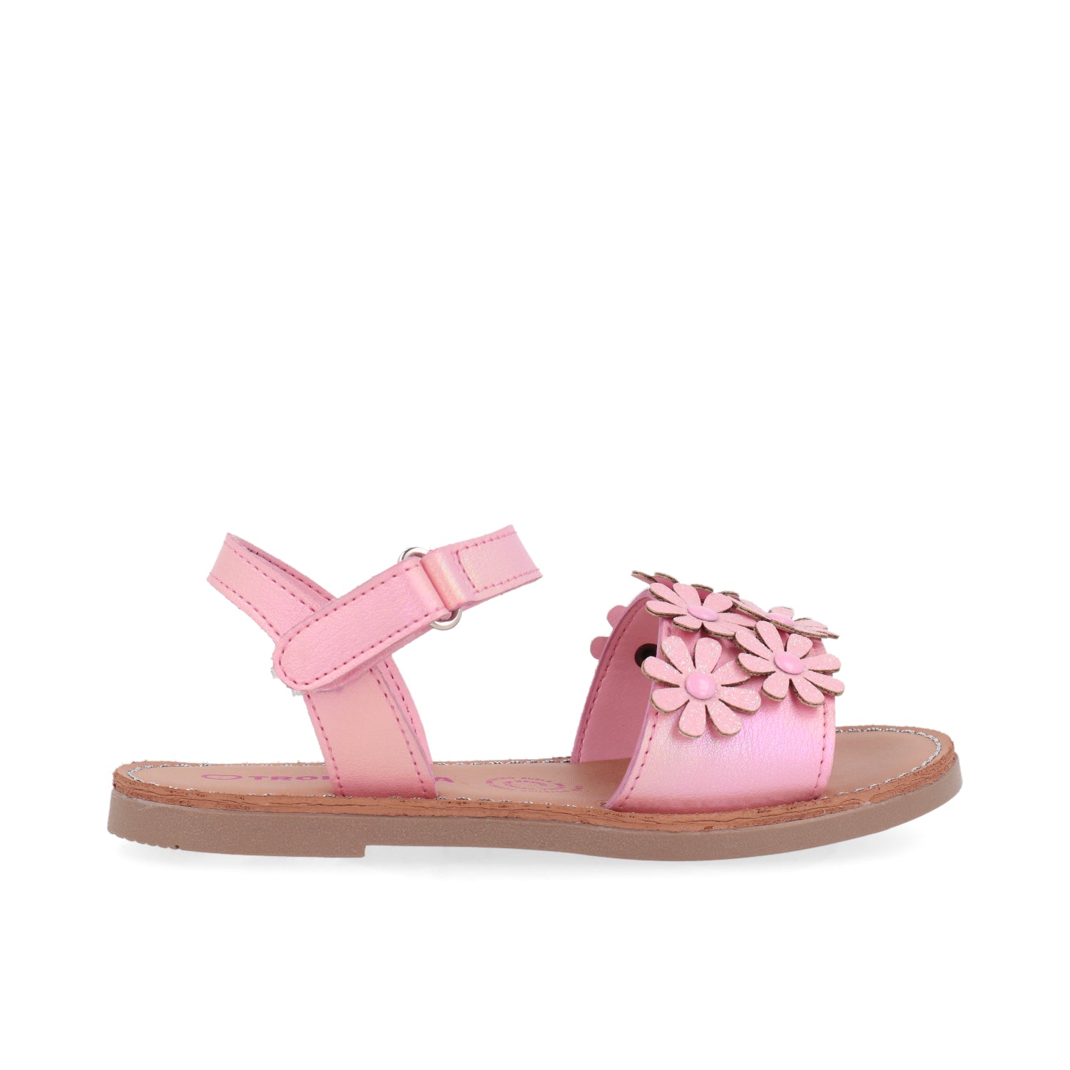 Sandalia Casual Vazza color Rosa para nina con detalle de flores