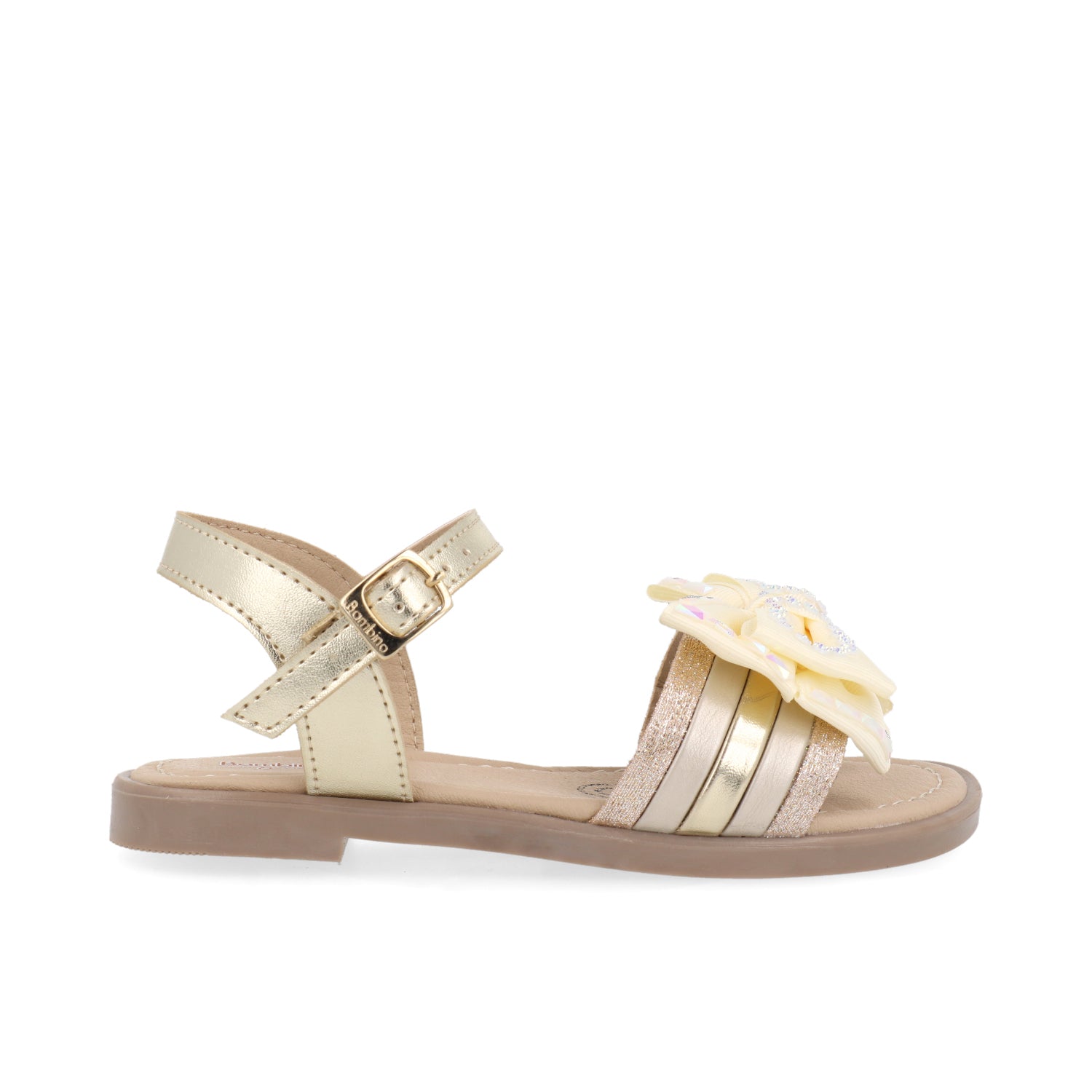Sandalia Casual Vazza color Oro para niña con detalle de moño