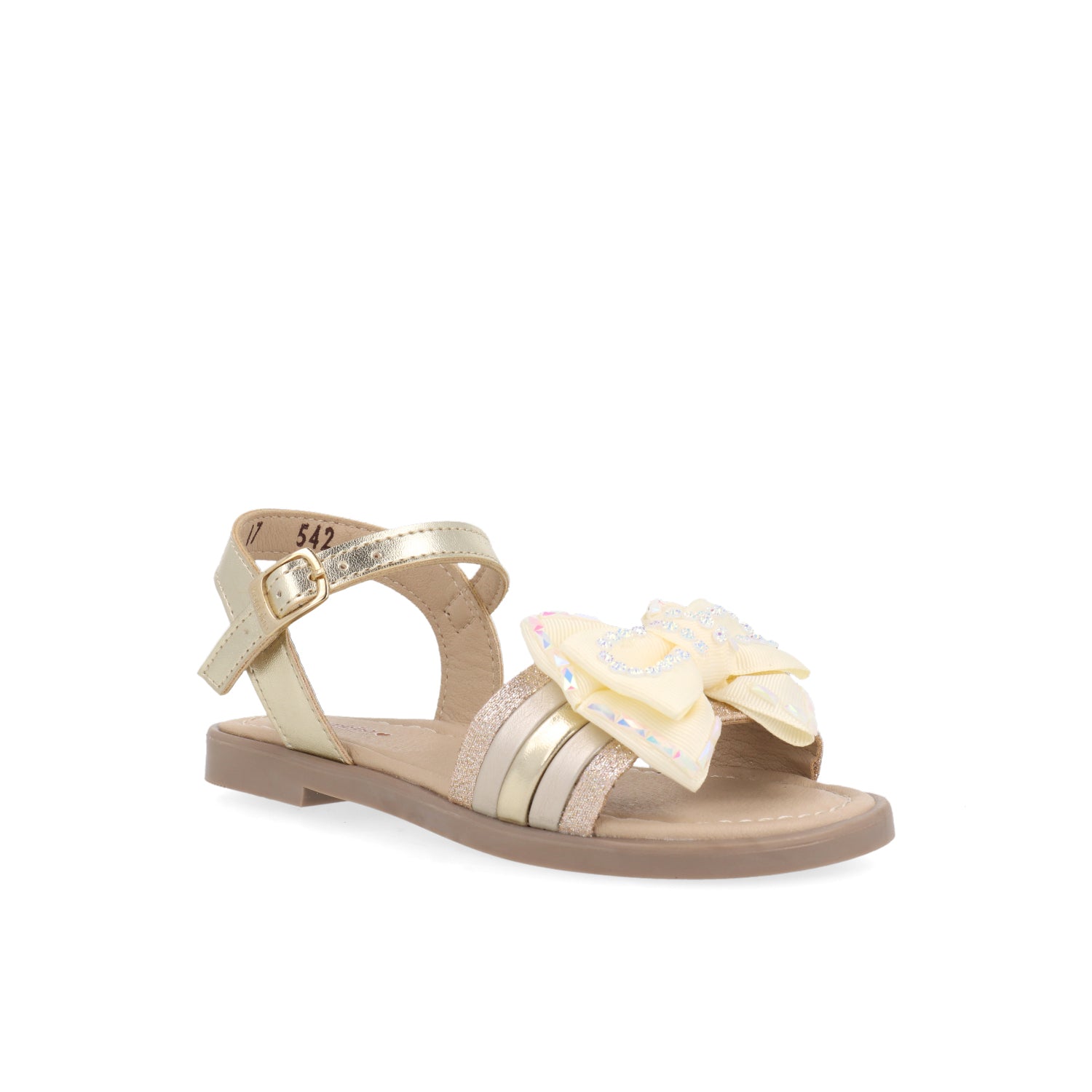 Sandalia Casual Vazza color Oro para niña con detalle de moño