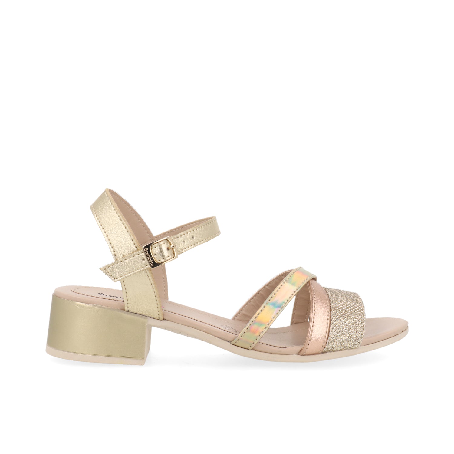 Sandalia Casual Vazza color Oro para Junior niña correa efecto tornasol