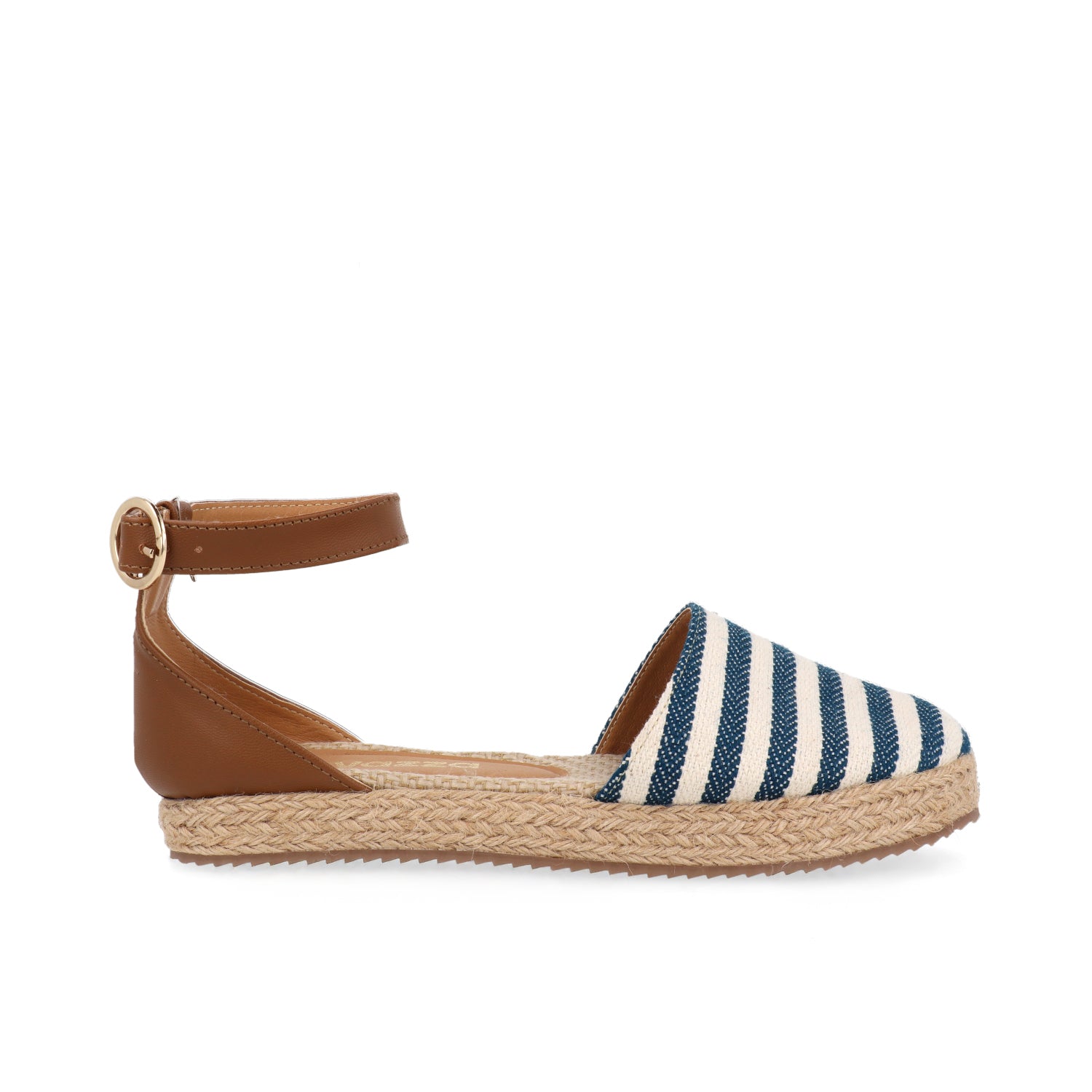 Sandalia Casual Vazza color Azul Marino con Beige para Mujer con detalle de yute