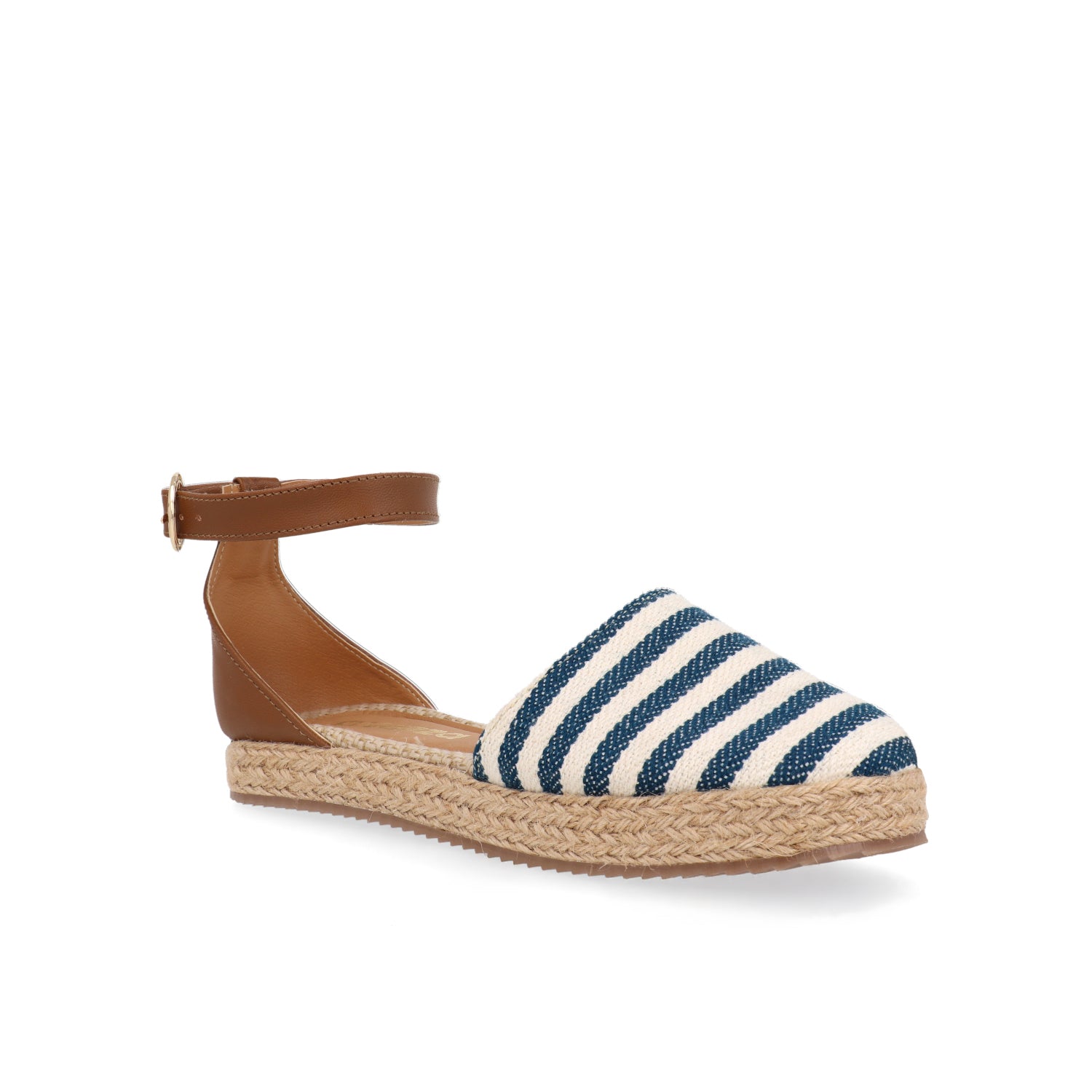 Sandalia Casual Vazza color Azul Marino con Beige para Mujer con detalle de yute