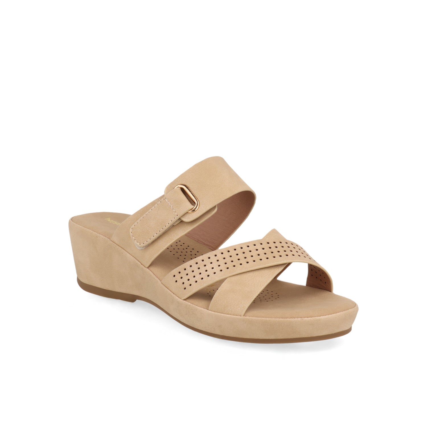 Sandalia Casual Vazza color Camel para Mujer con ajuste de Velcro