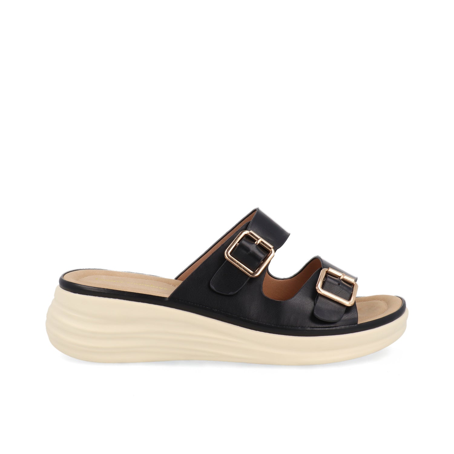 Sandalia Casual Vazza color Negro para Mujer con Doble Hebilla