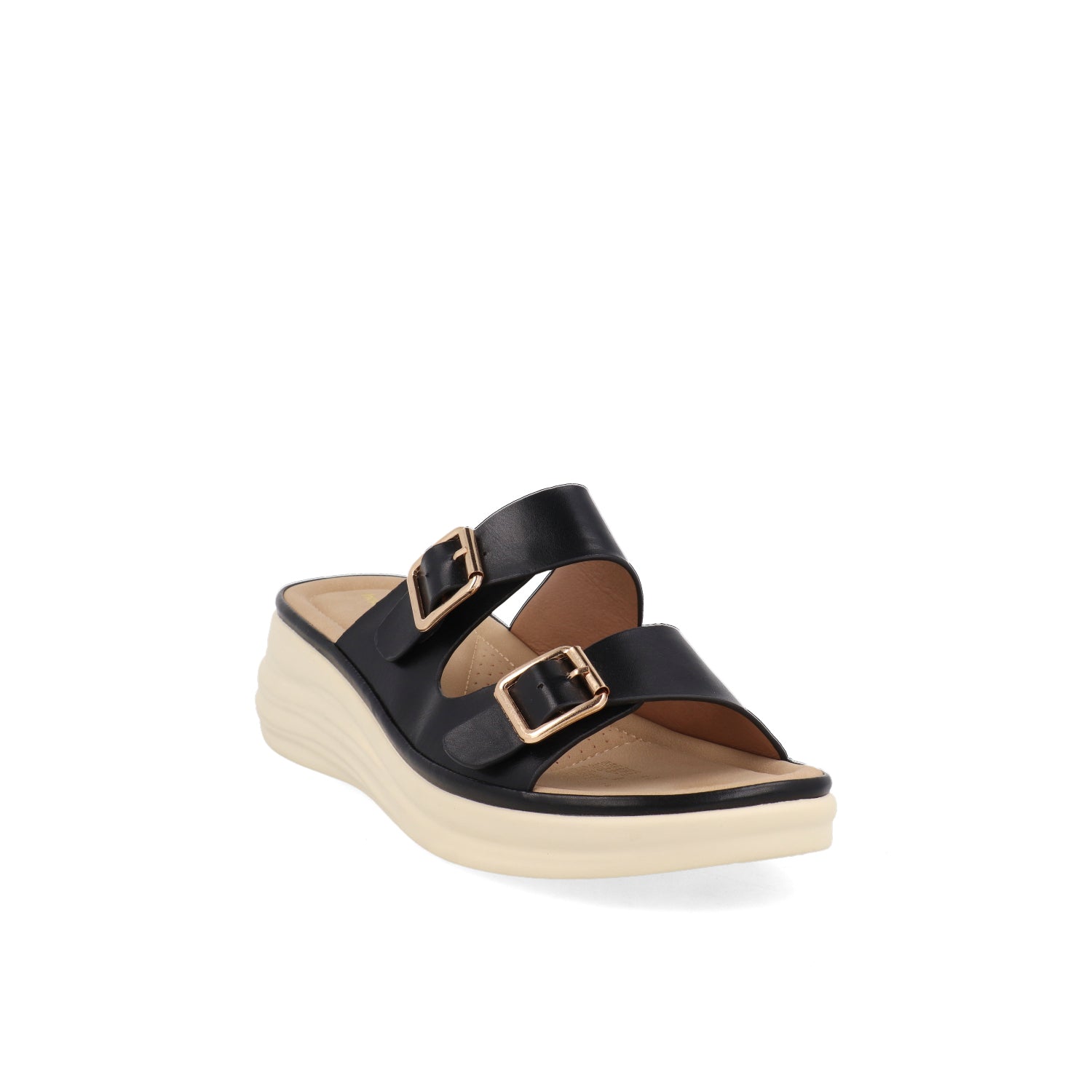 Sandalia Casual Vazza color Negro para Mujer con Doble Hebilla