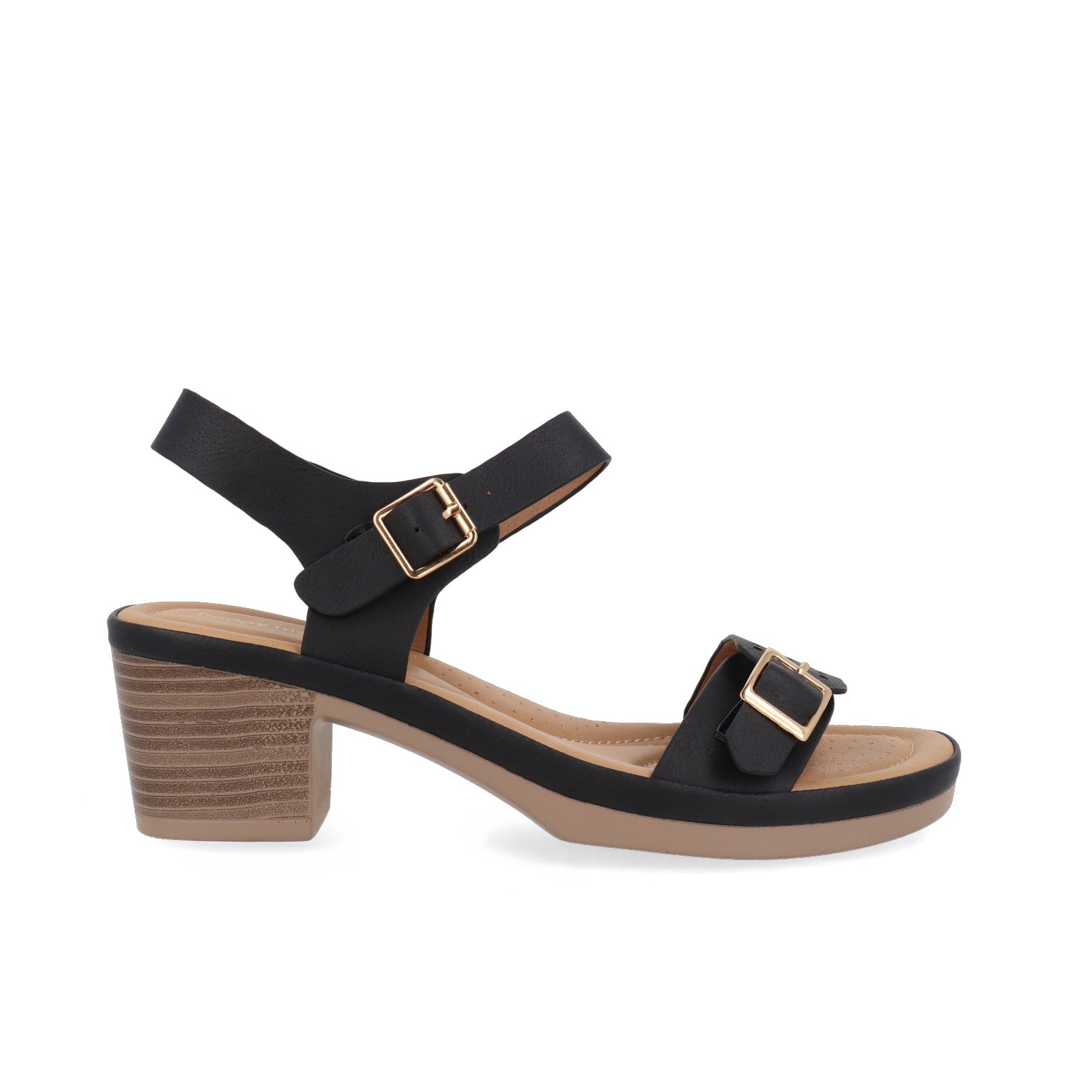 Sandalia Casual Vazza color Negro para Mujer con doble hebilla