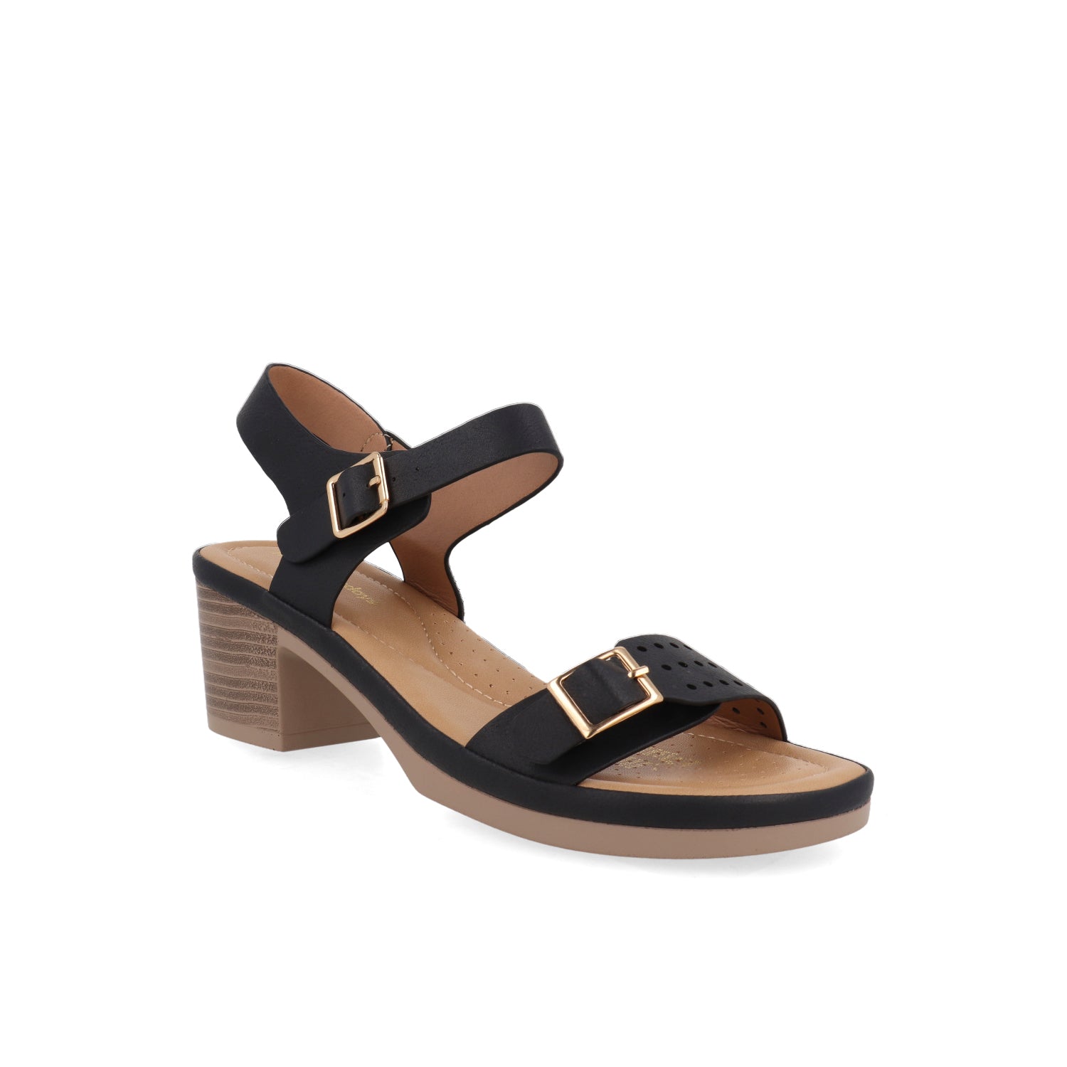 Sandalia Casual Vazza color Negro para Mujer con doble hebilla