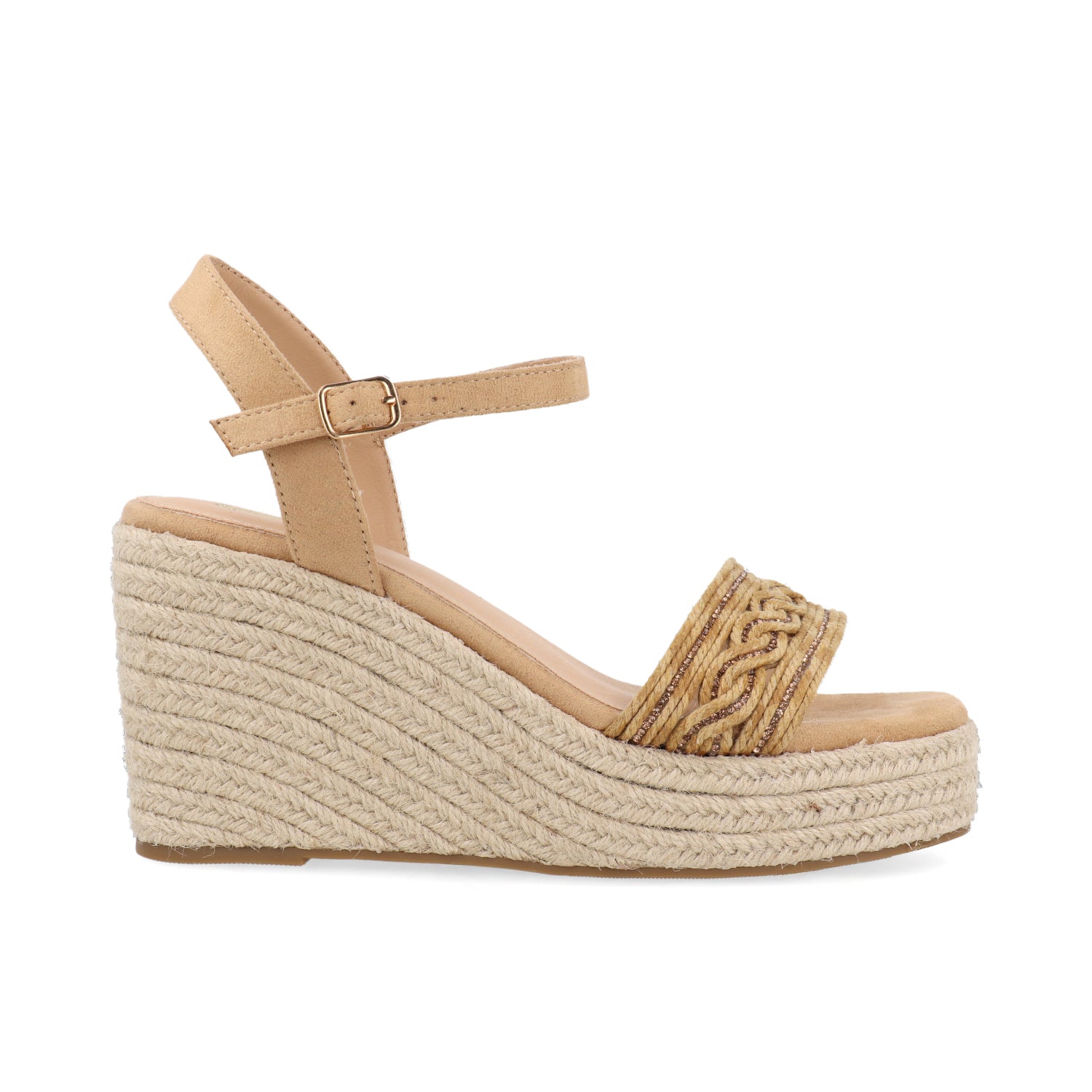 Sandalia Vazza color Camel para Mujer con detalles de Brillos