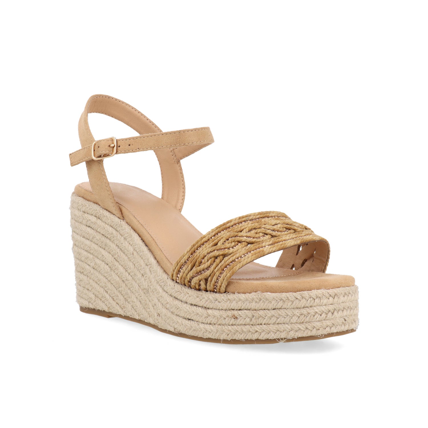 Sandalia Vazza color Camel para Mujer con detalles de Brillos