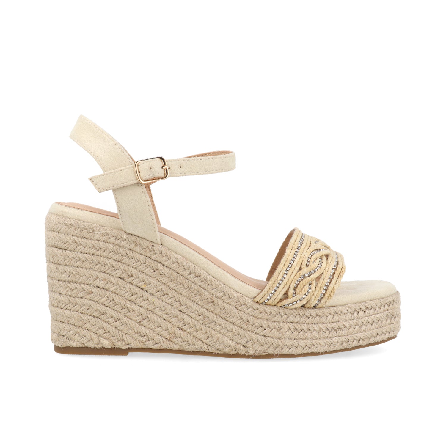 Sandalia Piso Vazza color Beige para Mujer con detalle de brillos