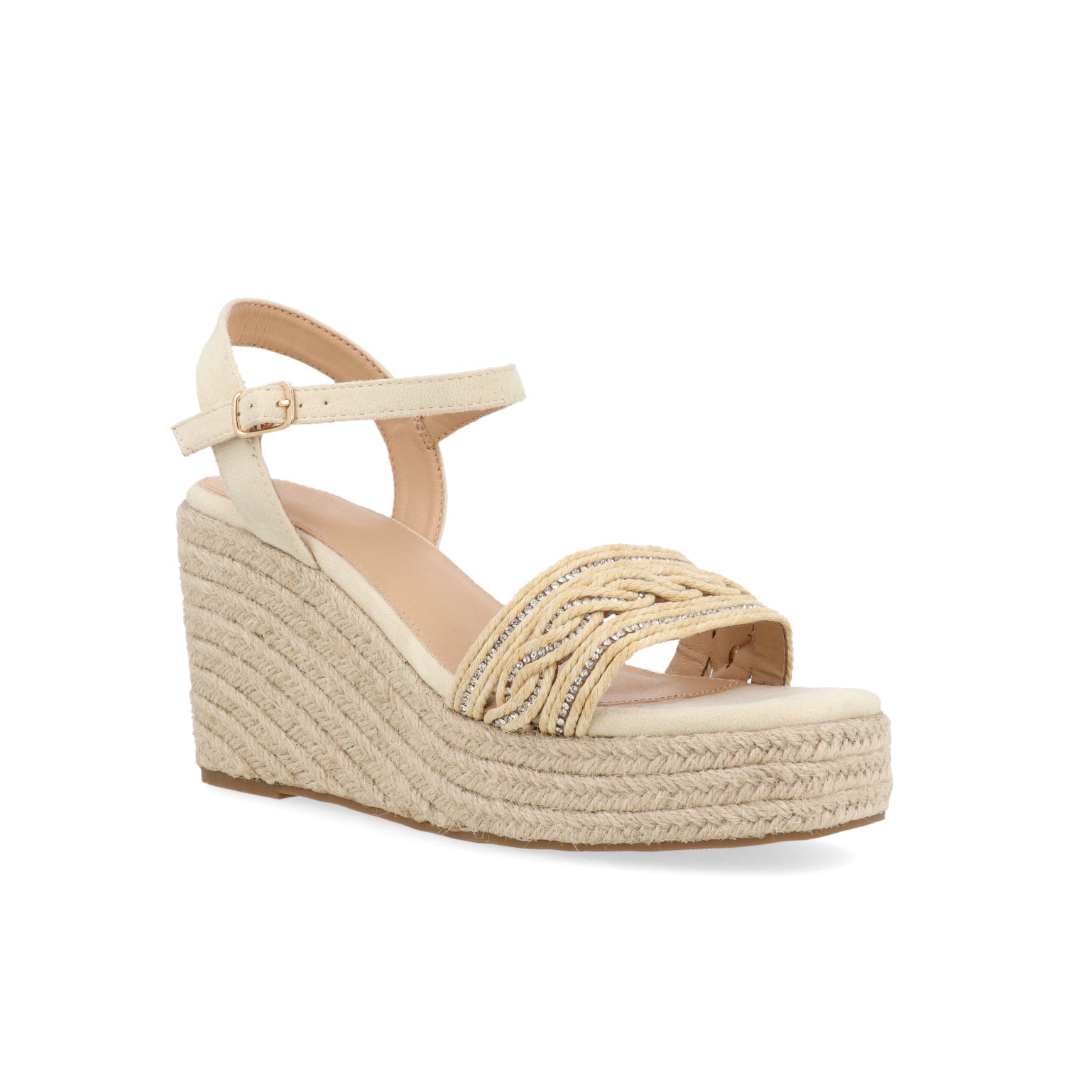 Sandalia Piso Vazza color Beige para Mujer con detalle de brillos