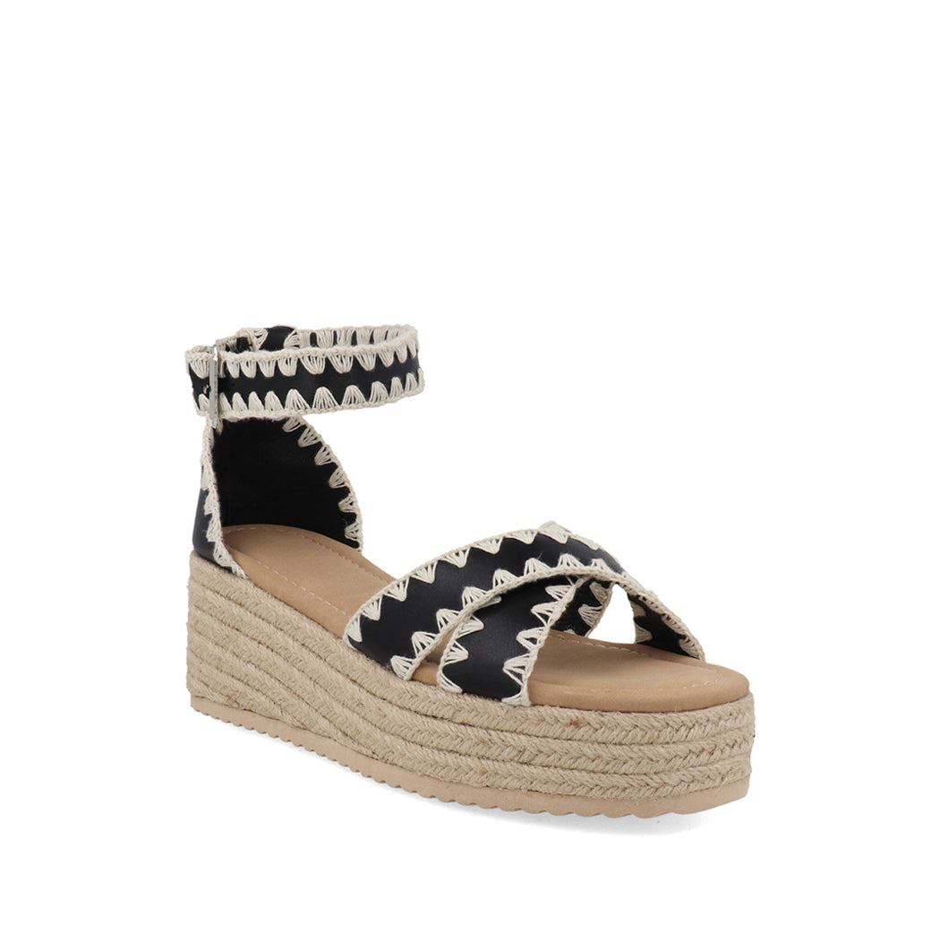 Sandalia Piso Vazza color Negro para Mujer con detalles tejidos