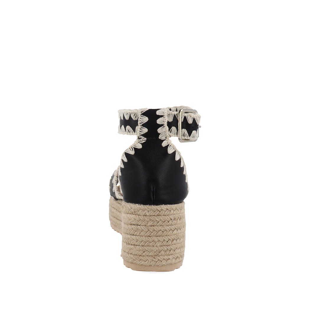 Sandalia Piso Vazza color Negro para Mujer con detalles tejidos