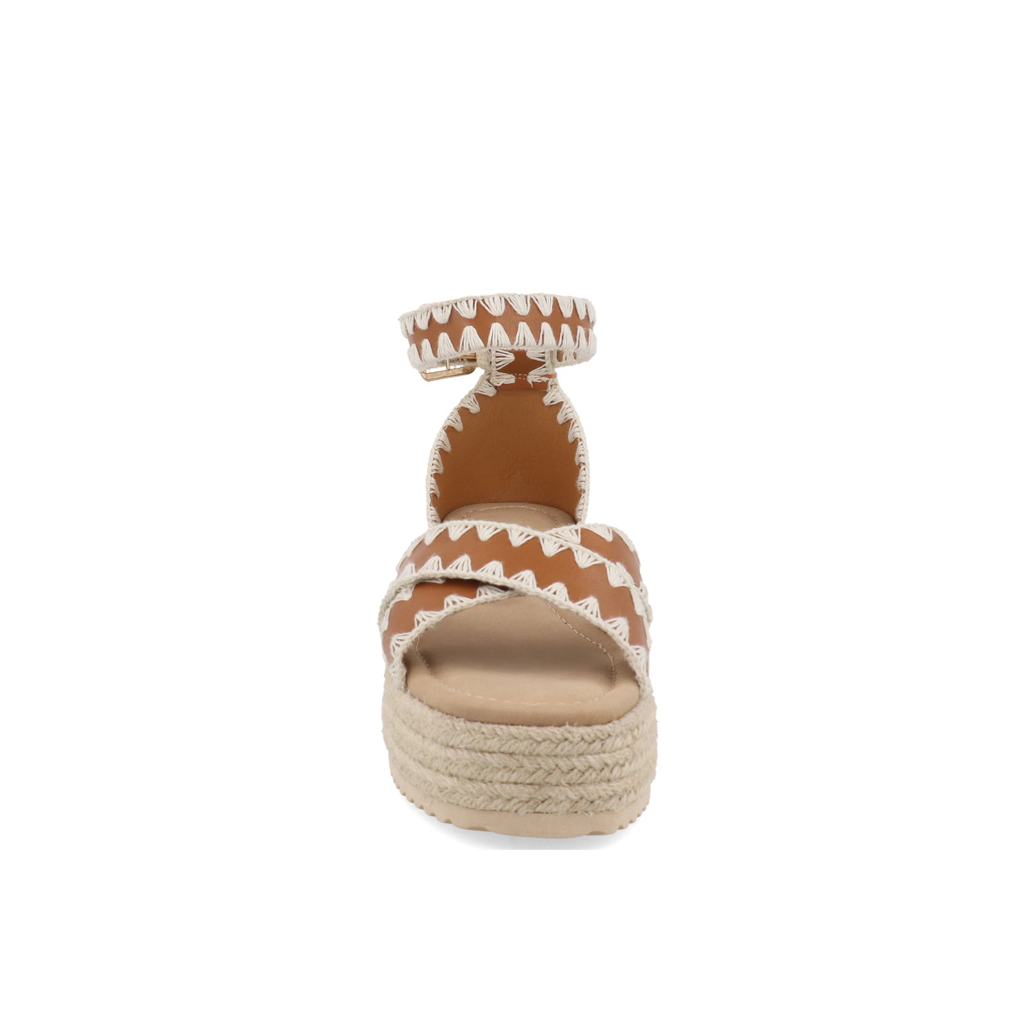 Sandalia Piso Vazza color Camel para Mujer con detalle tejido