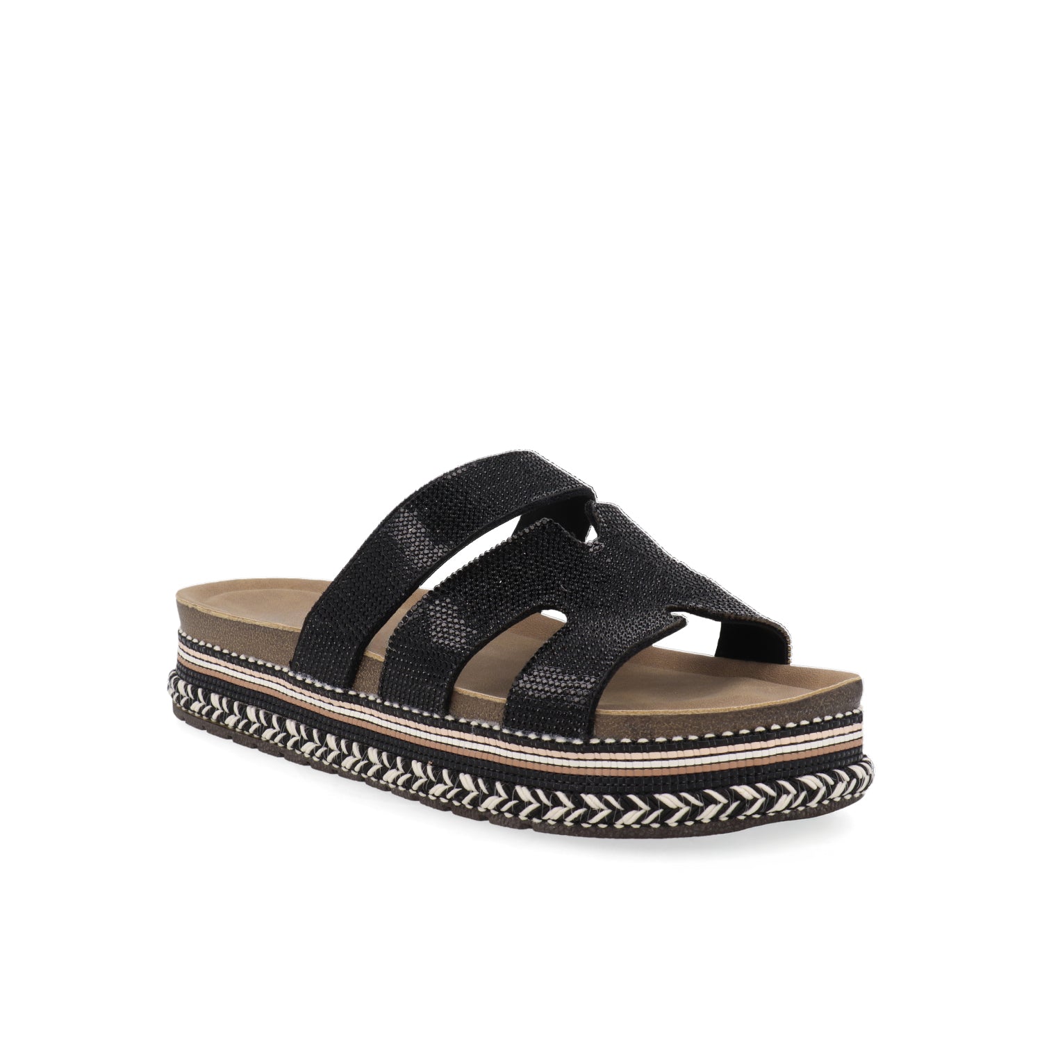 Sandalia Piso Vazza color Negro para Mujer con Brillos