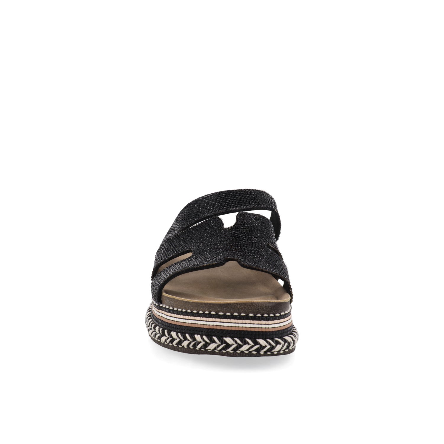 Sandalia Piso Vazza color Negro para Mujer con Brillos