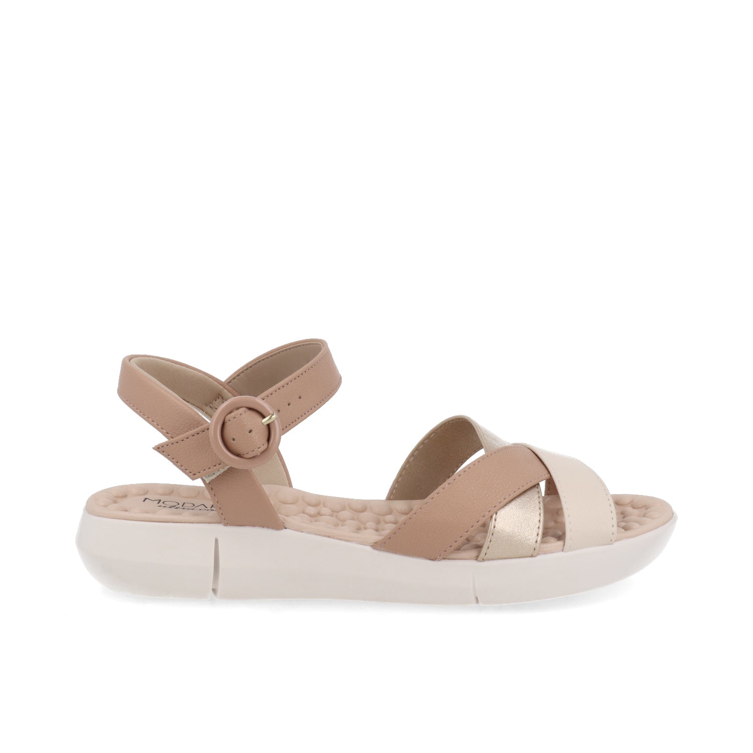 Sandalia Casual Modare Confort color Oro con Beige para Mujer