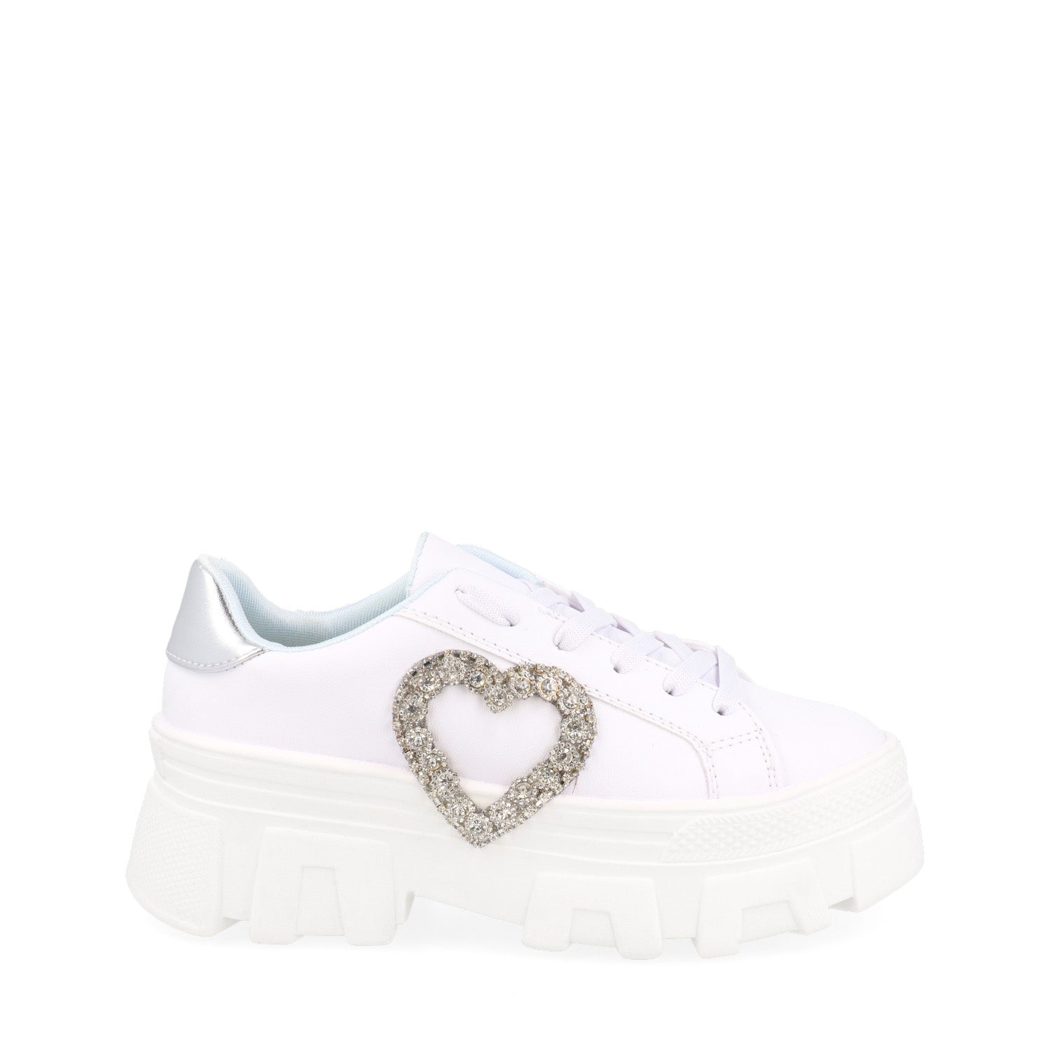 Tenis Urbano Vazza color Blanco con aplicaciónn Plata de Corazón para Mujer