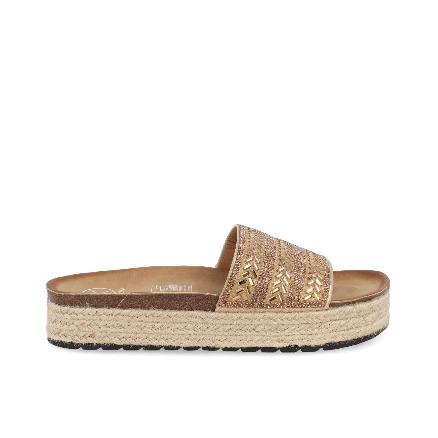 Sandalia Casual Vazza color Oro para Mujer con Brillos