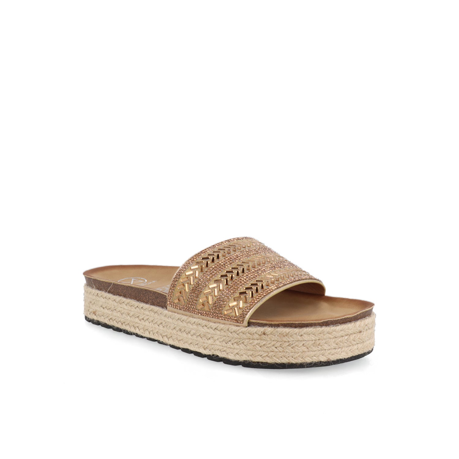 Sandalia Casual Vazza color Oro para Mujer con Brillos