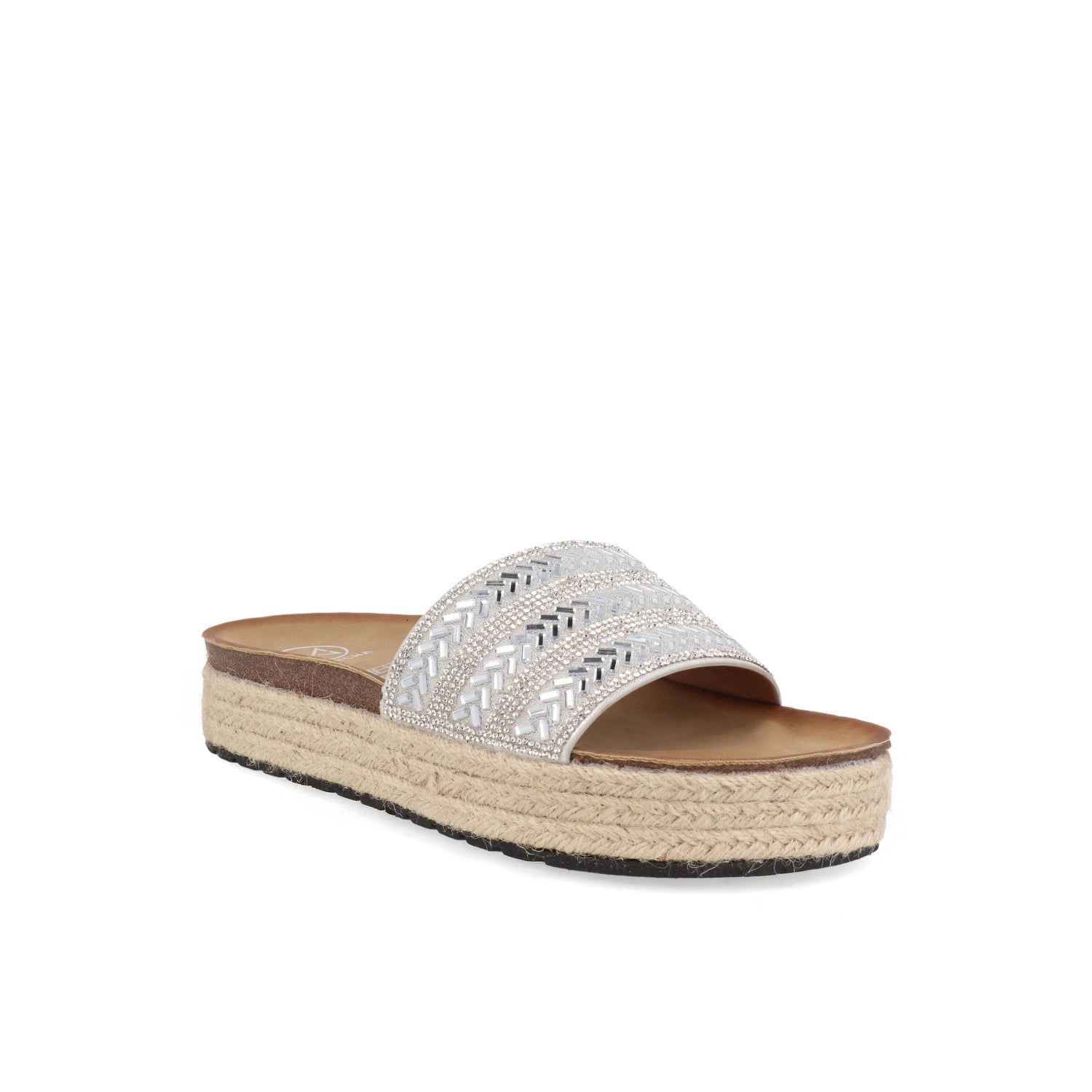Sandalia Casual Vazza color Plata para Mujer con Brillos