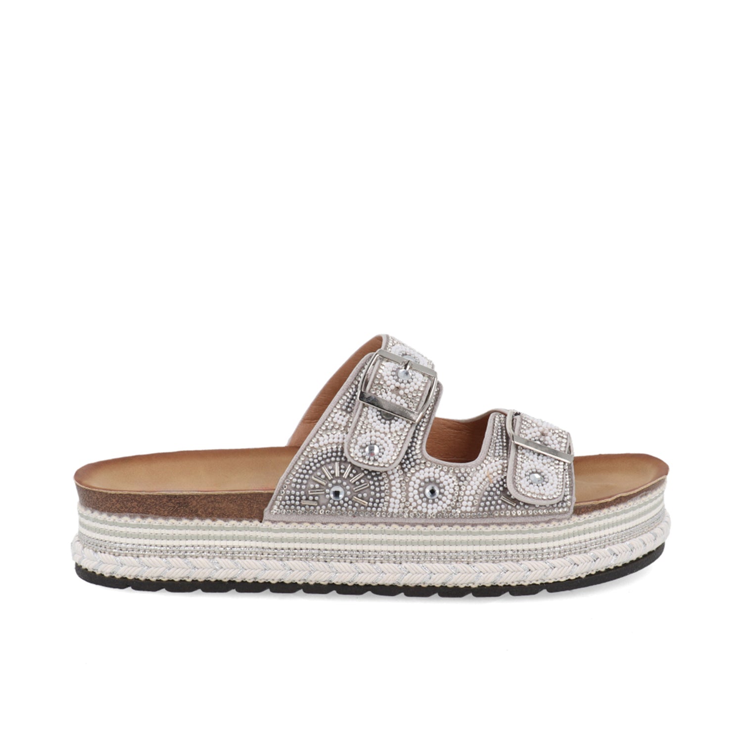 Sandalia Casual Vazza color Plata para Mujer con brillos