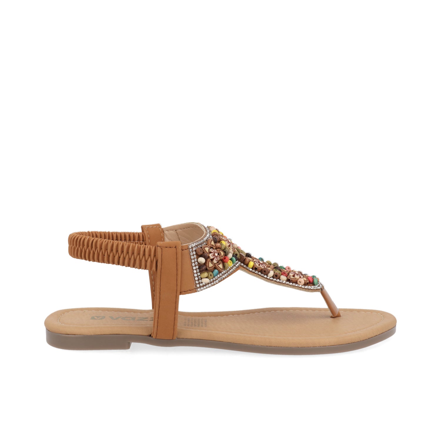Sandalia Casual Vazza color Tan para Mujer con pedrería multicolor