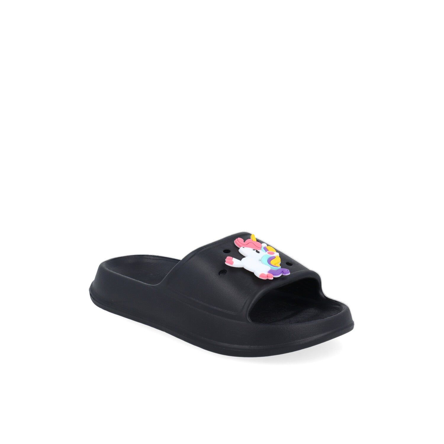 Sandalia de Playa Vazza color Negro para Niña con pin de unicornio