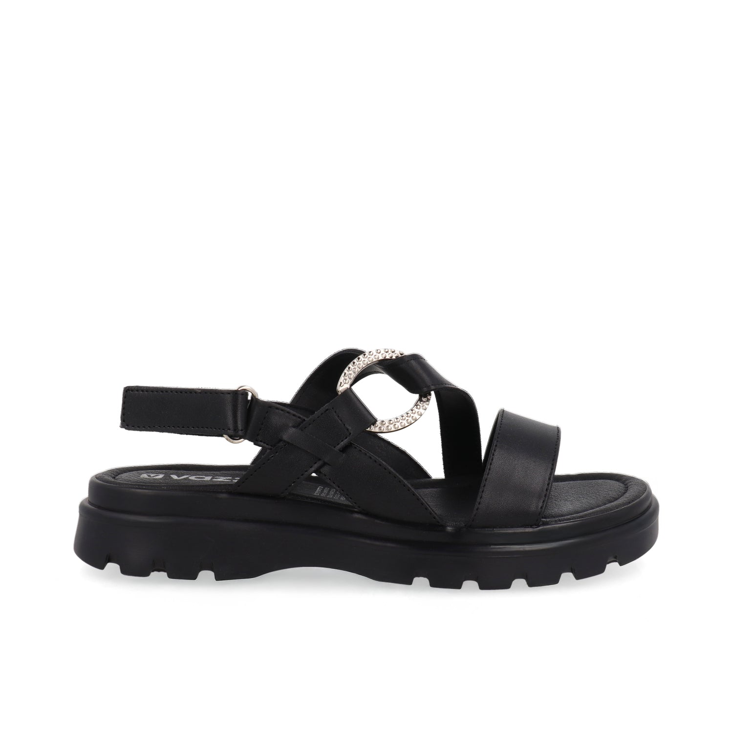 Sandalia Casual Vazza Color Negro Para Mujer Con Detalle Plateado sandalia-casual-vazza-color-negro-para-mujer-con-detalle-plateado