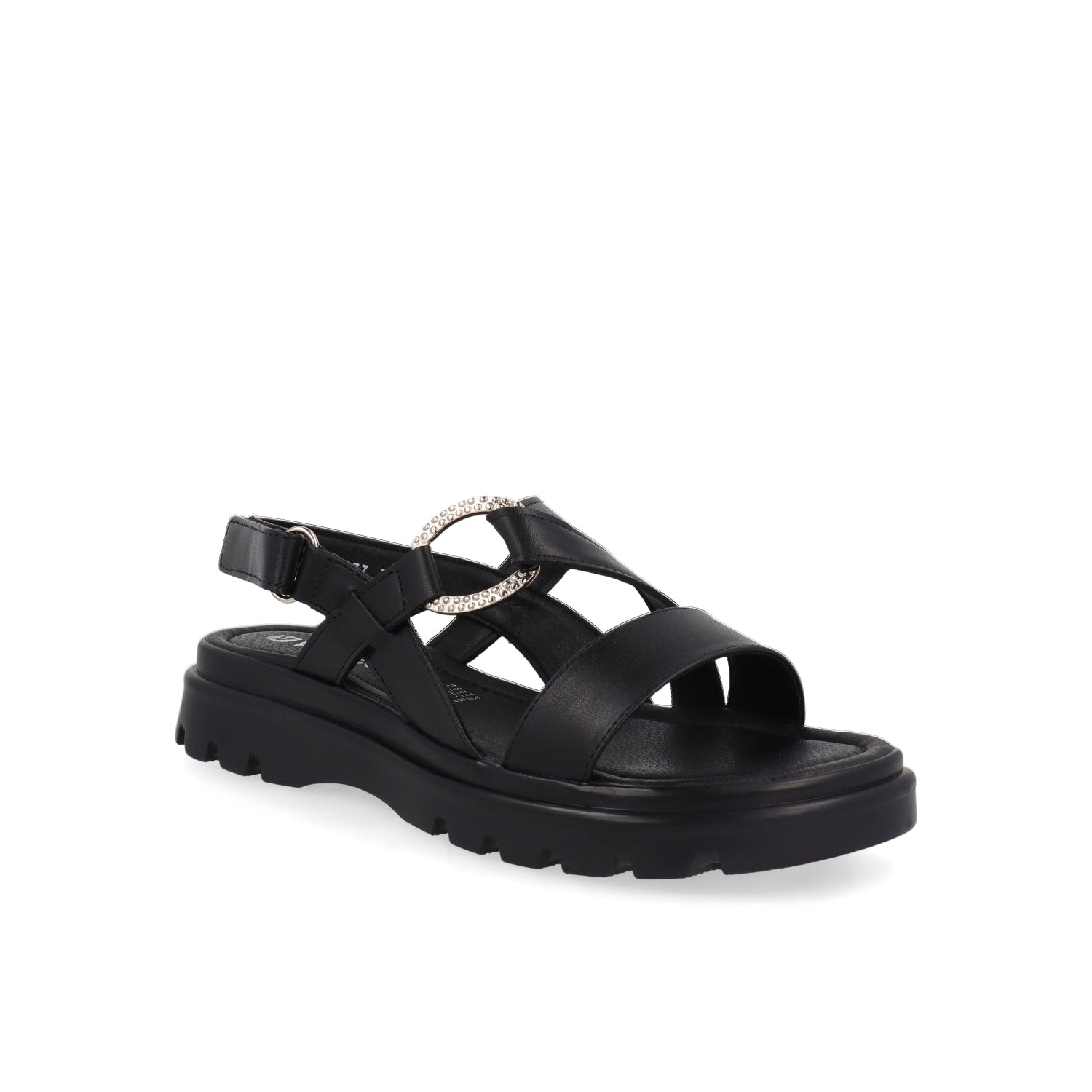 Sandalia Casual Vazza color Negro para Mujer con detalle plateado