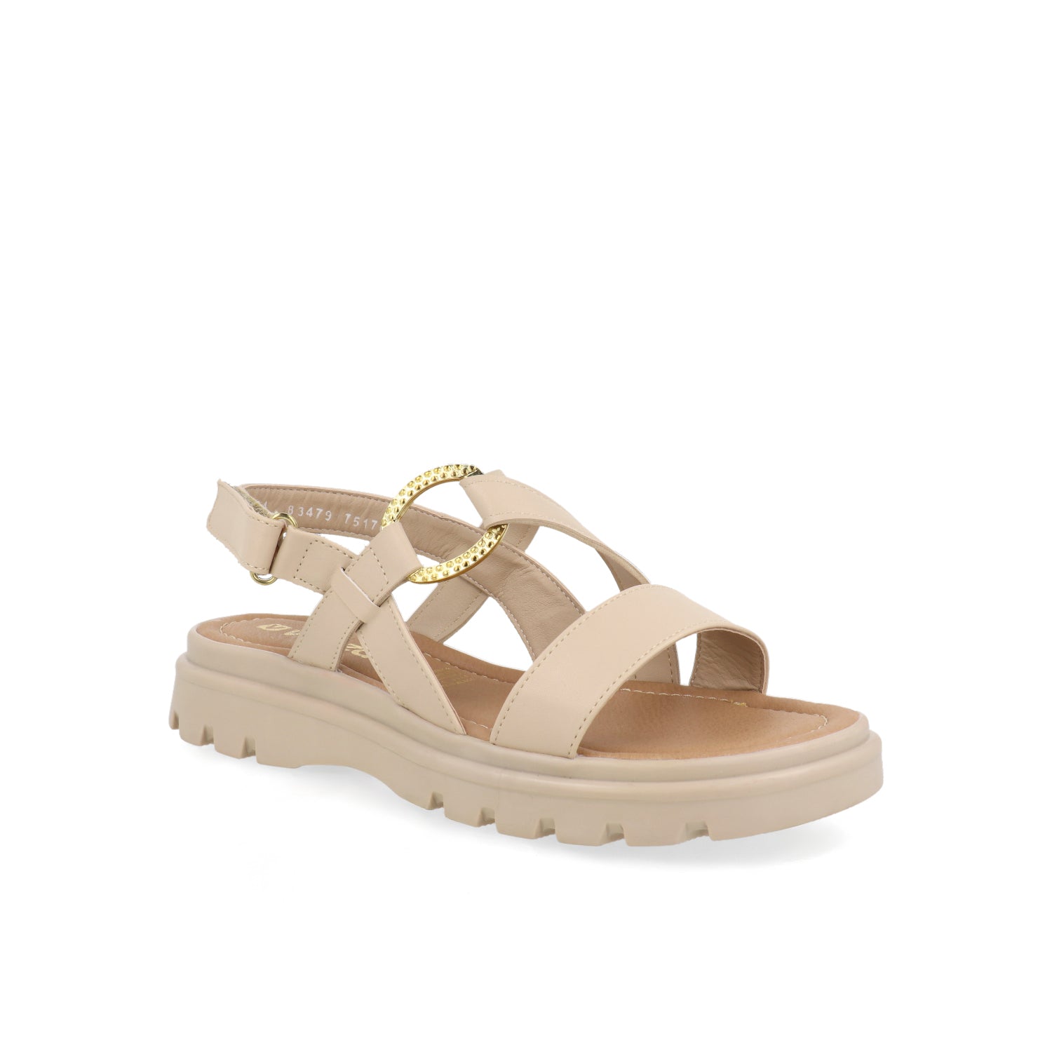Sandalia Casual Vazza color Beige para Mujer con detalle Dorado