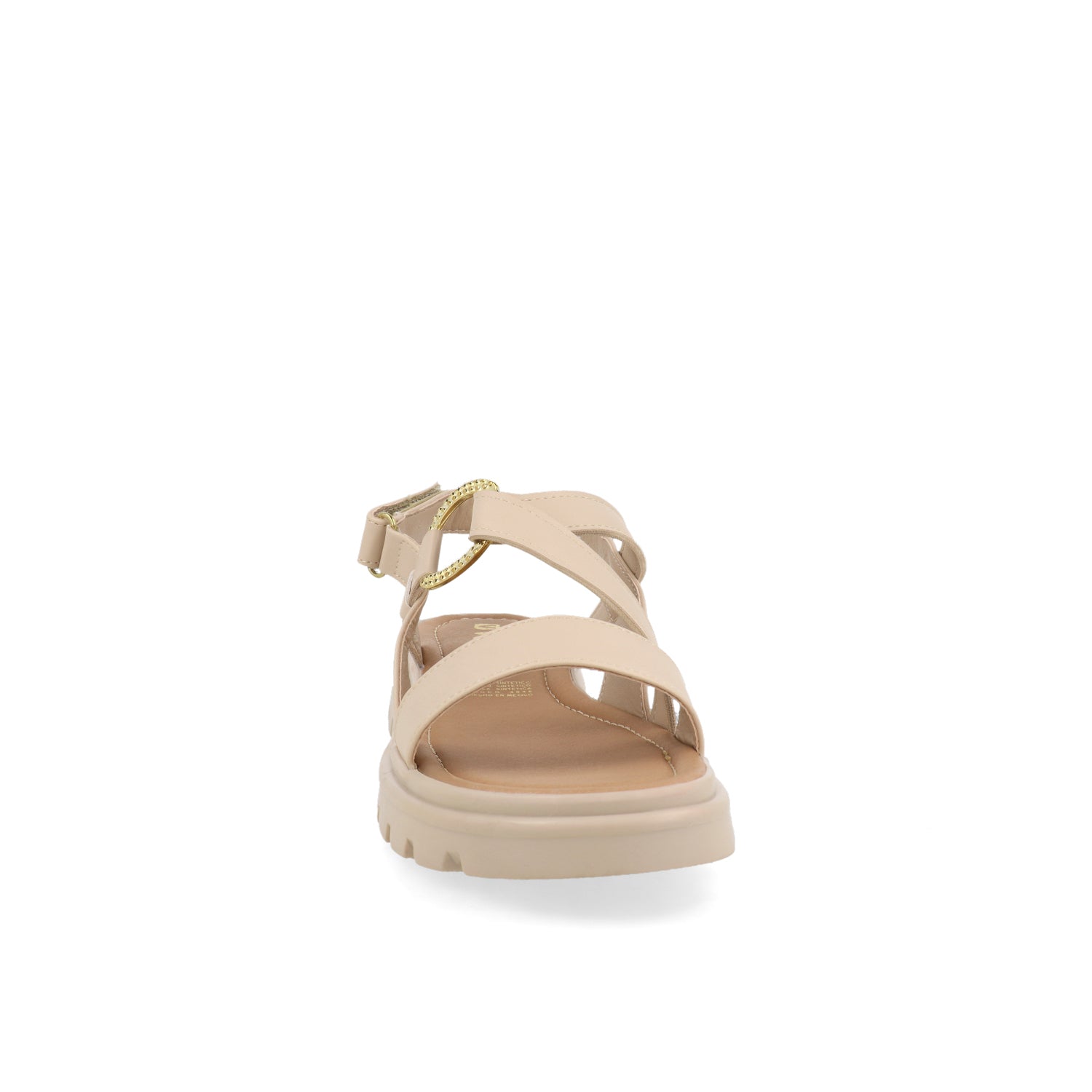 Sandalia Casual Vazza color Beige para Mujer con detalle Dorado