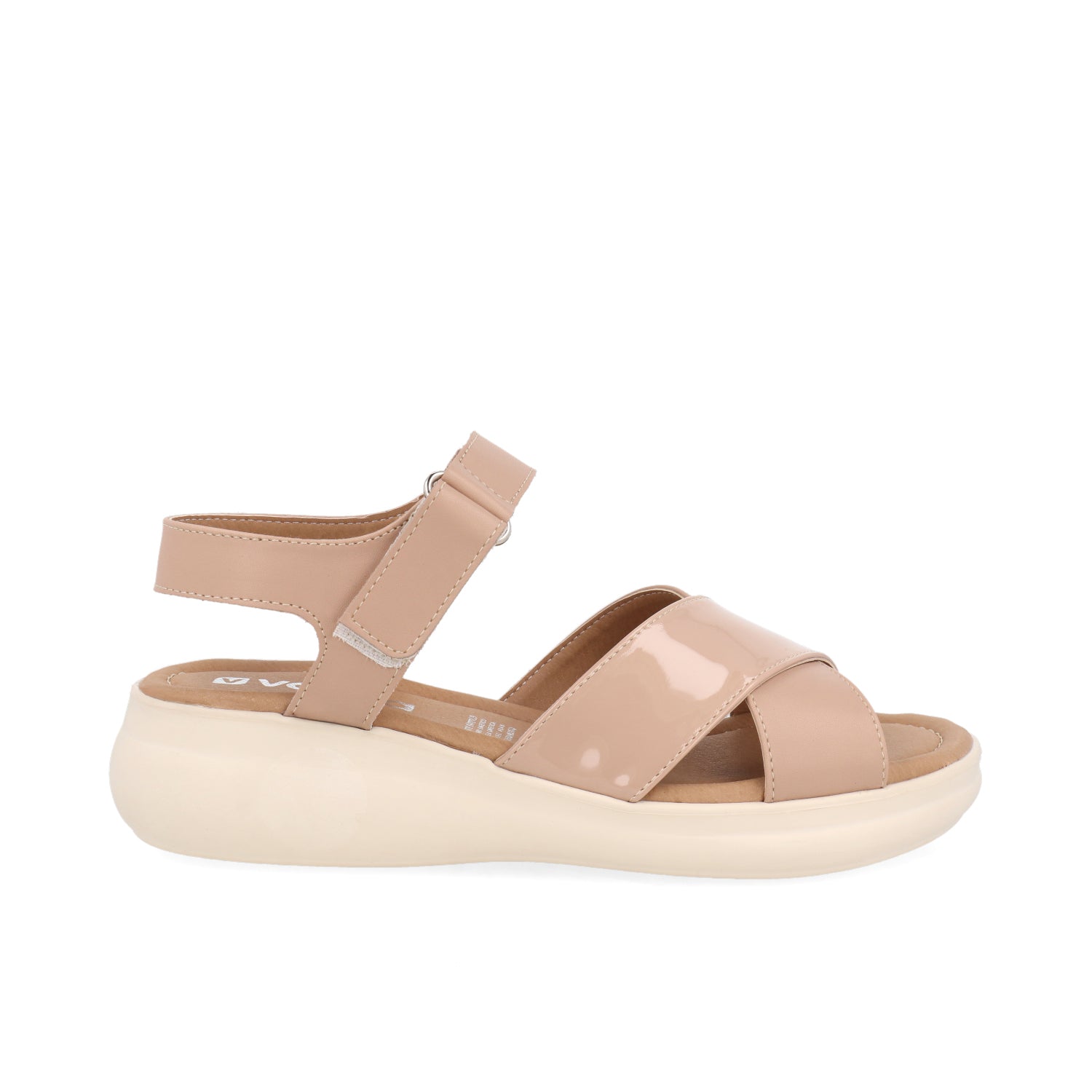 Sandalia Casual Vazza color Maquillaje para Mujer con ajuste de Velcro