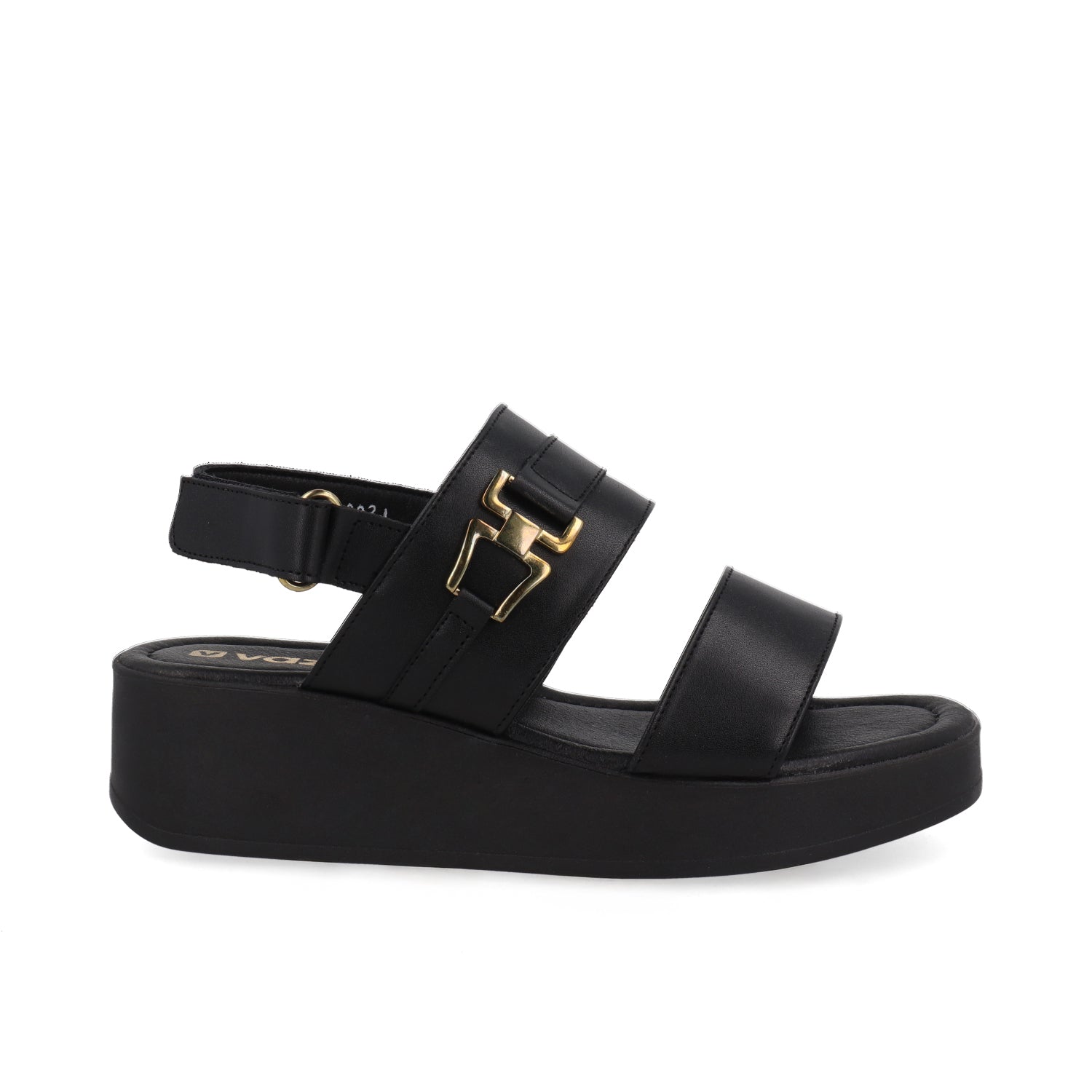 Sandalia Casual Vazza color Negro para Mujer con detalle Dorado