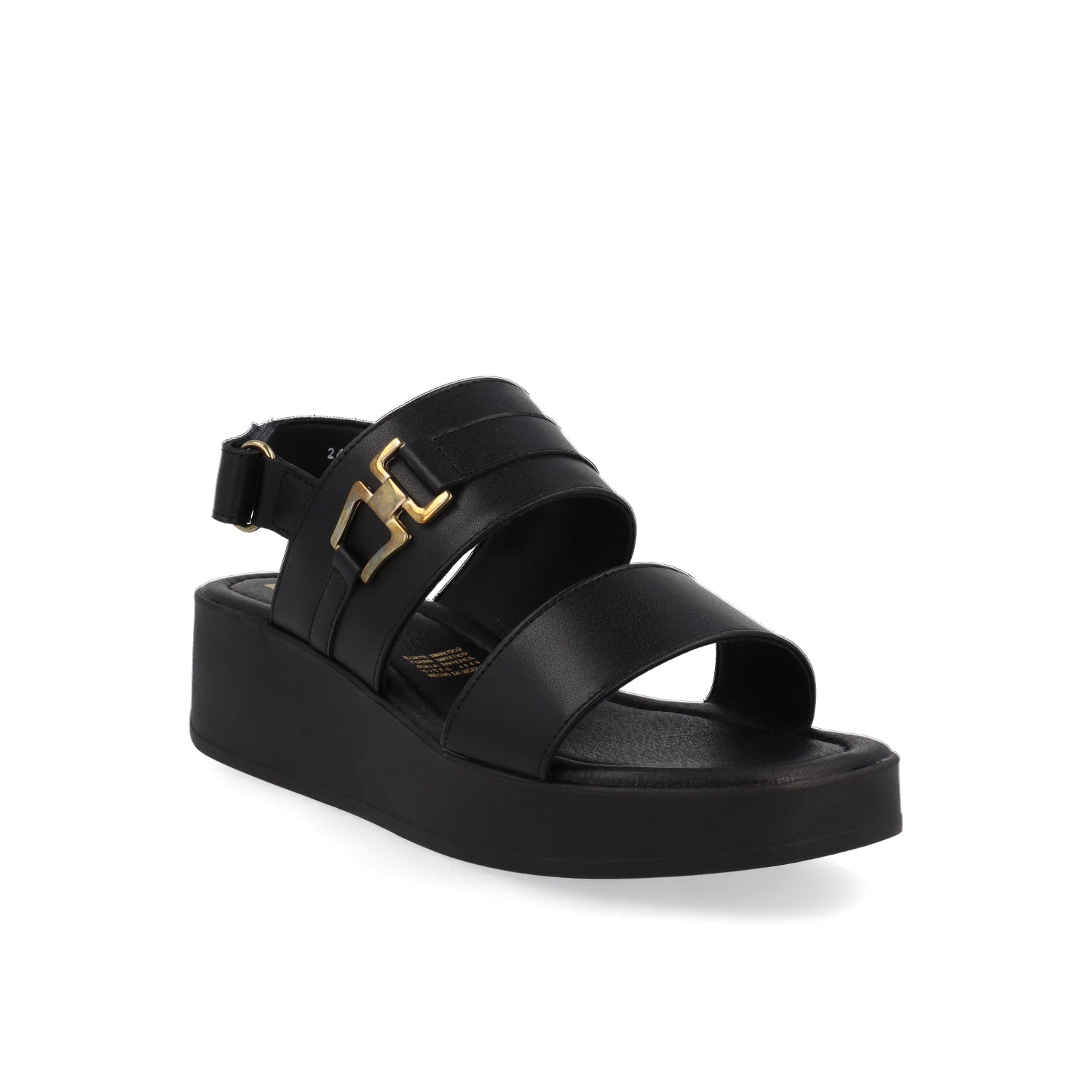 Sandalia Casual Vazza color Negro para Mujer con detalle Dorado
