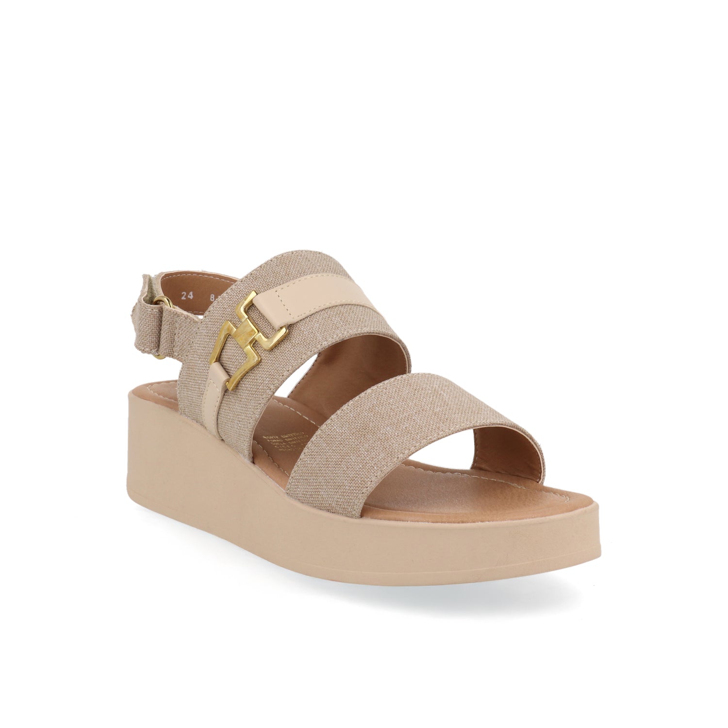 Sandalia Casual Vazza color Beige para Mujer con detalle dorado