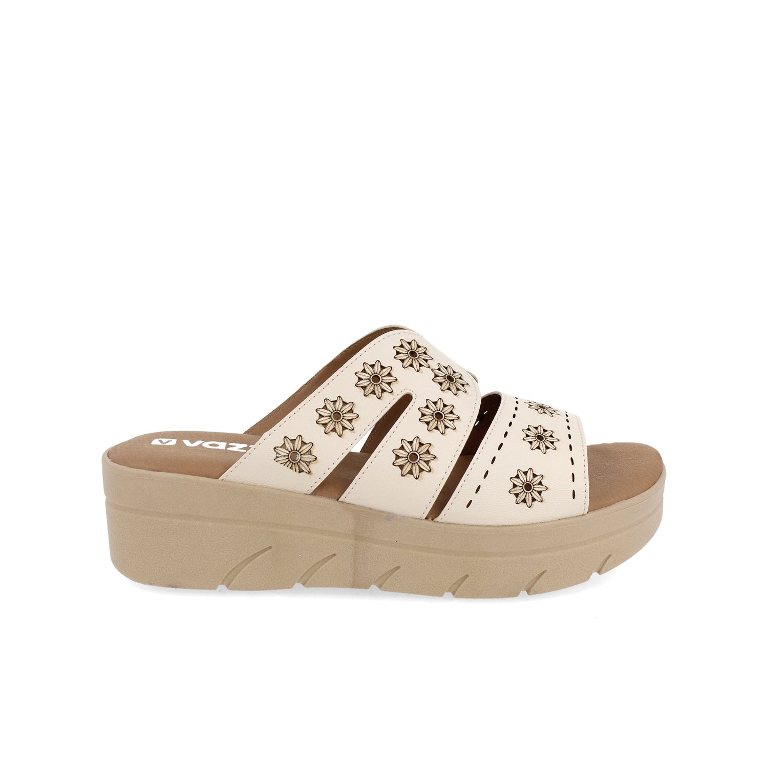 Sandalia Casual Vazza color Latte para Mujer