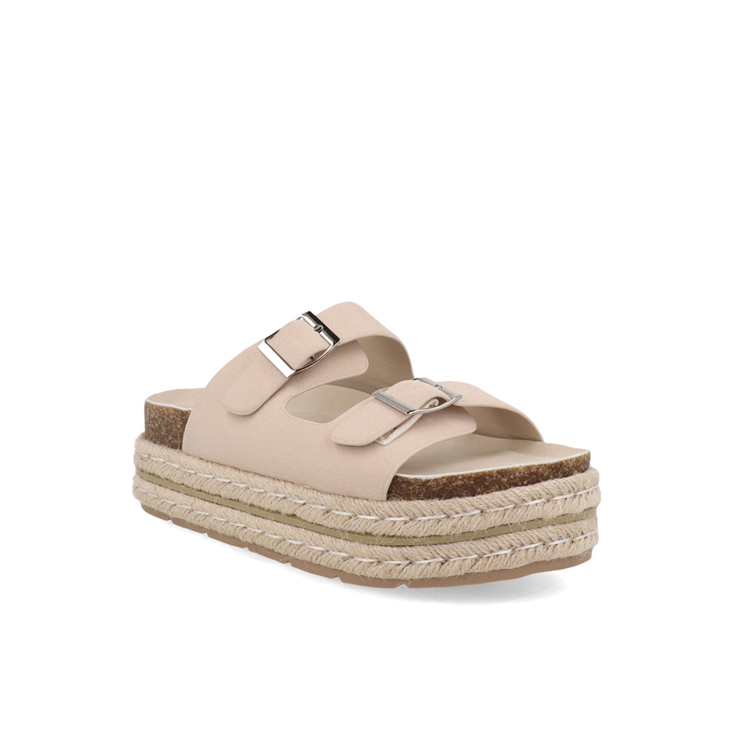 Sandalia Casual Vazza color beige para Mujer con doble hebilla
