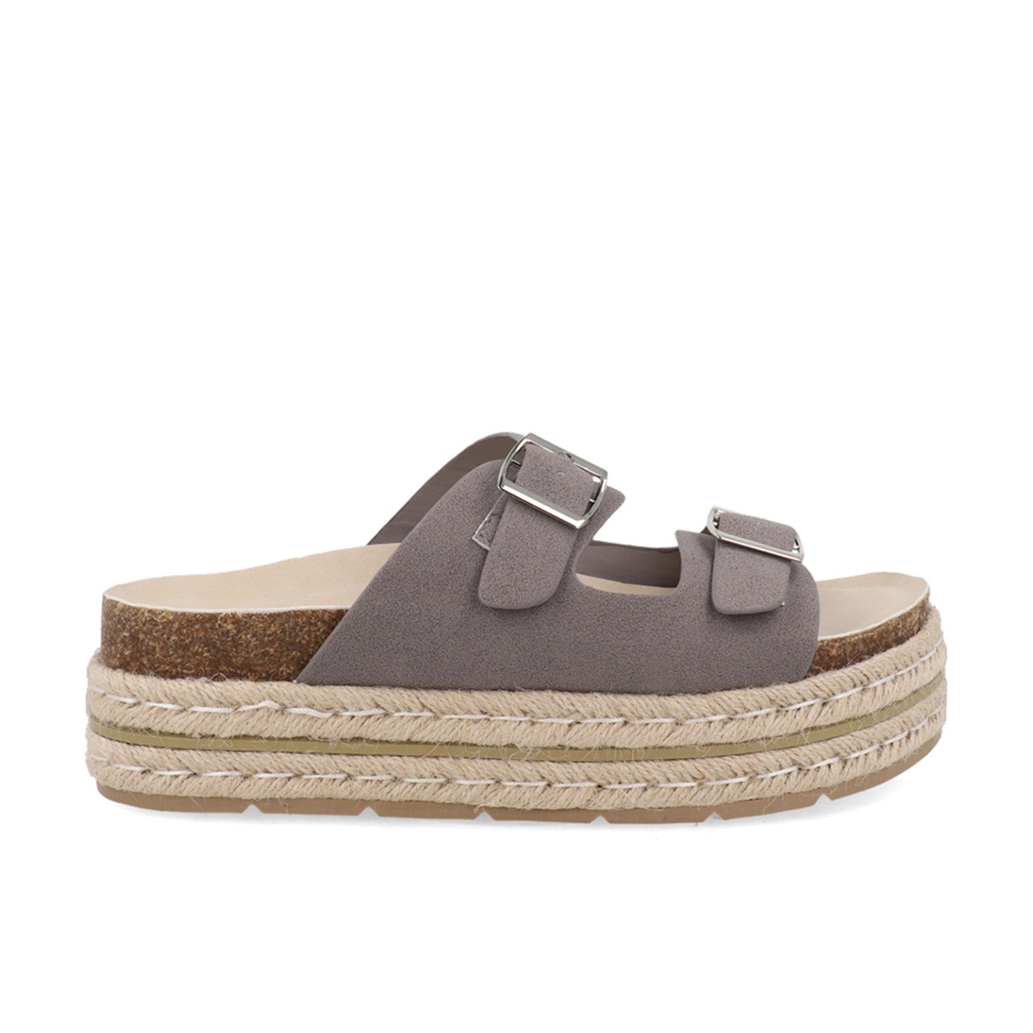 Sandalia Casual Vazza color Gris para Mujer con doble hebilla