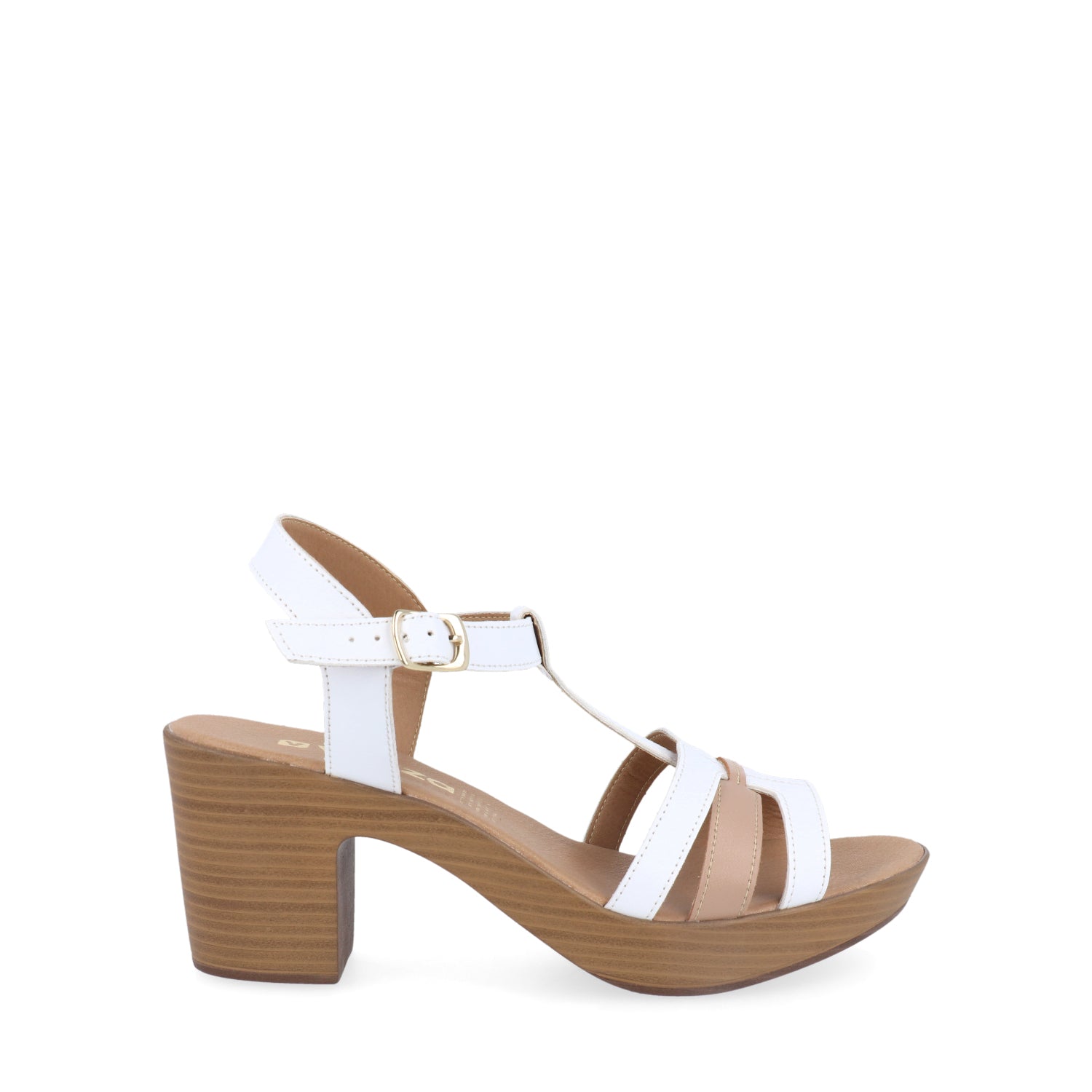 Sandalia Medio Vazza color Blanco con Beige para Mujer